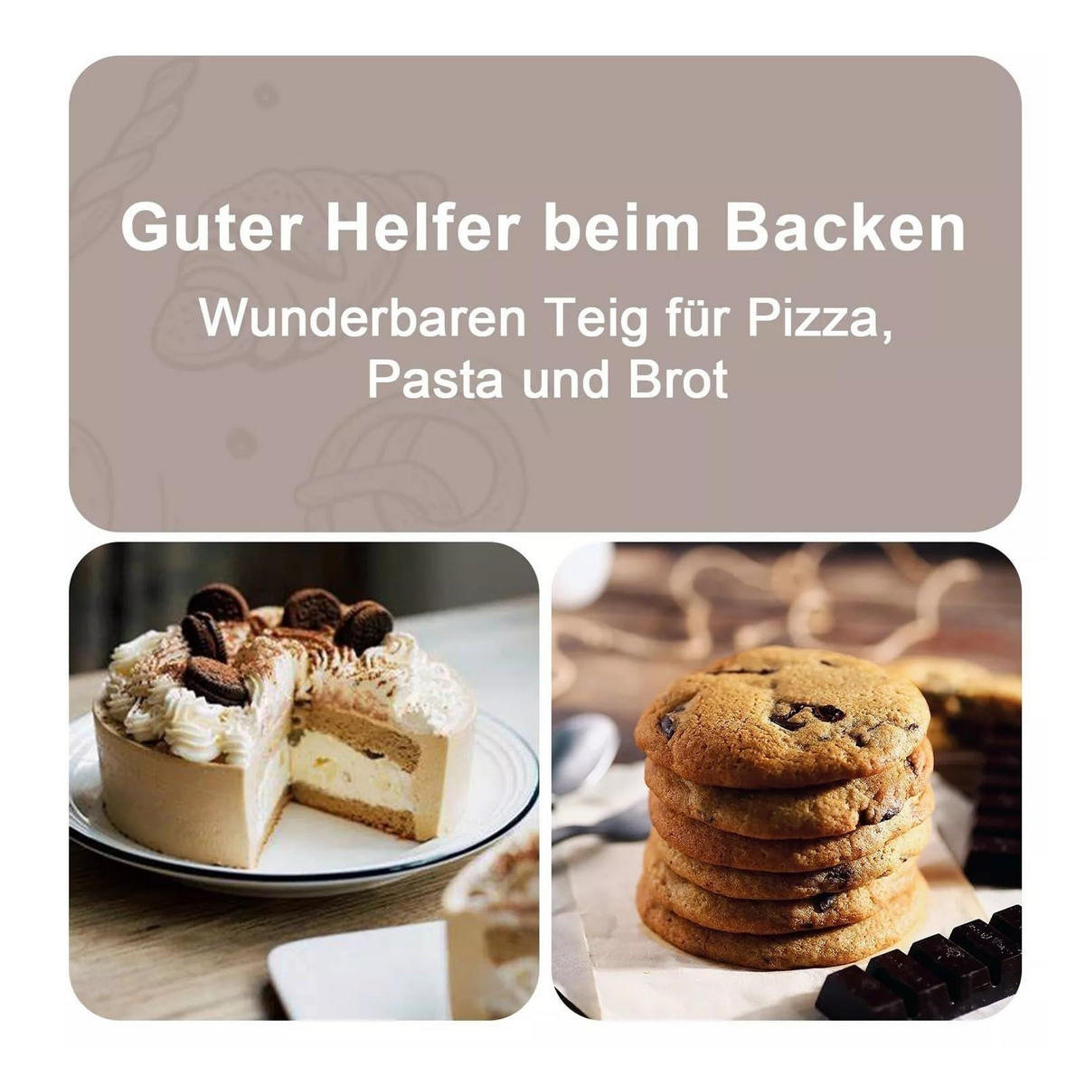 KÜCHENMASCHINE Silber mit Mixfunktion, Geschwindigkeitsstufen, Zubehörset - Silberfarben, Kunststoff (41.3/30.51/43.1cm) - Korfee