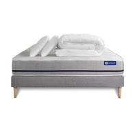 BETT Actiflex soft Taschenfederkern 140 x 190 cm h2 - Kit Bettgestell Grau - Mit Kissen und Bettdecke - Beige/Grau, Karton/Holz (140/190cm) - ACTISOM