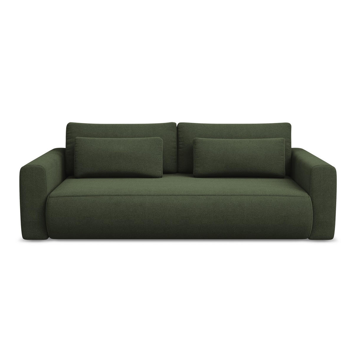 3-SITZER SOFA mit Schlaffunktion Strukturstoff Stoff Grün - Schwarz/Olivgrün, Kunststoff/Textil (238/82/105cm) - LaMiaSofa