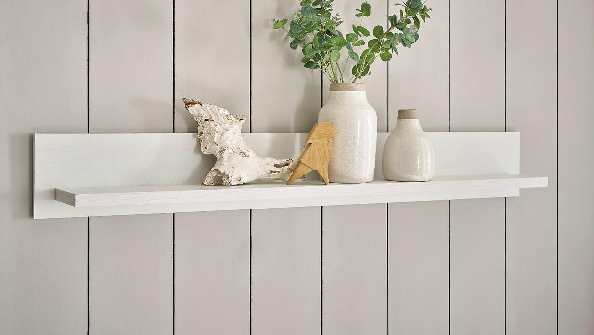 WANDBOARD weiß Pinie, Landhaus, Wandregal 150 cm - Weiß, Holzwerkstoff (150/20/20cm) - Furn.Design