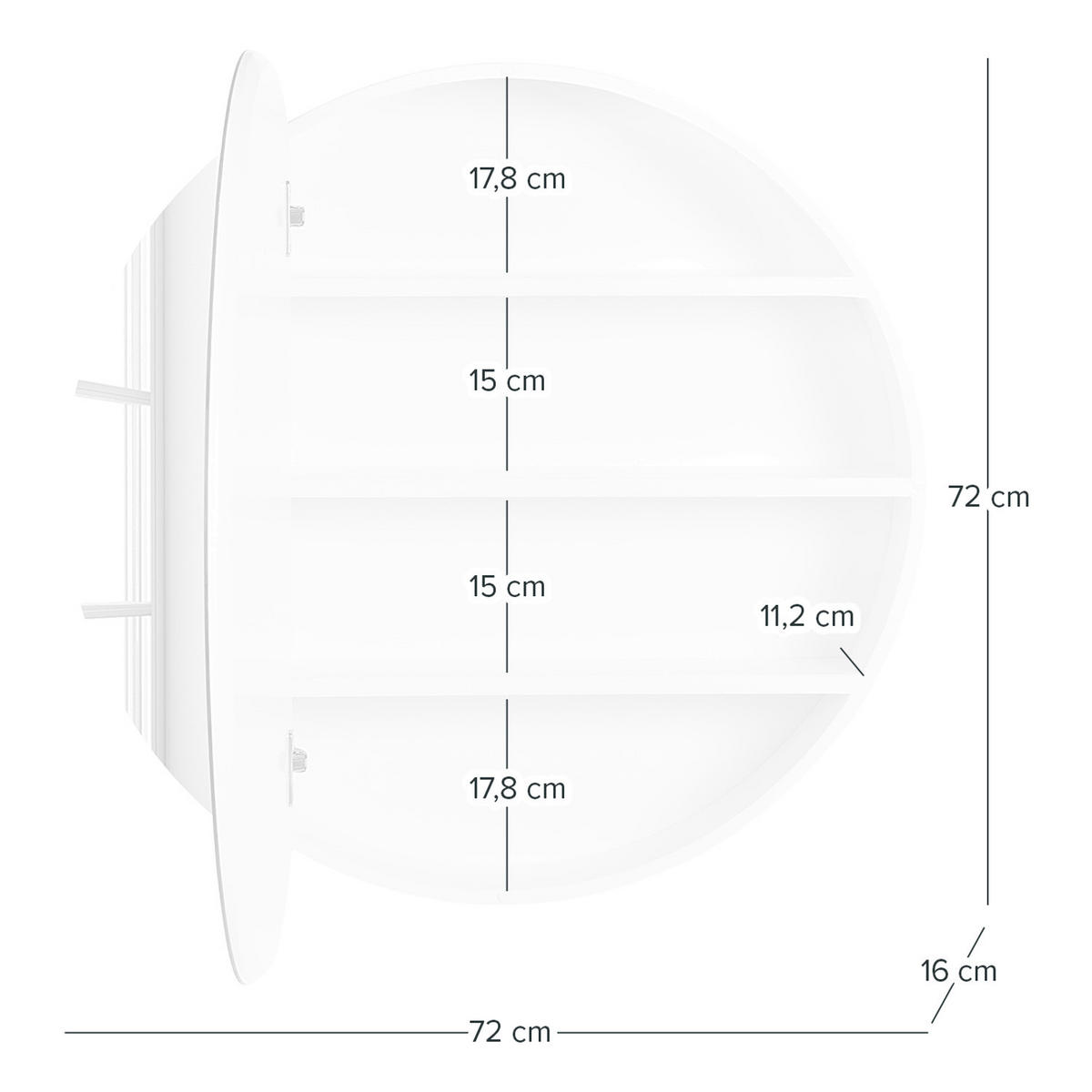 SPIEGELSCHRANK - rund - Weiß, Holzwerkstoff (72/72/16cm) - home24