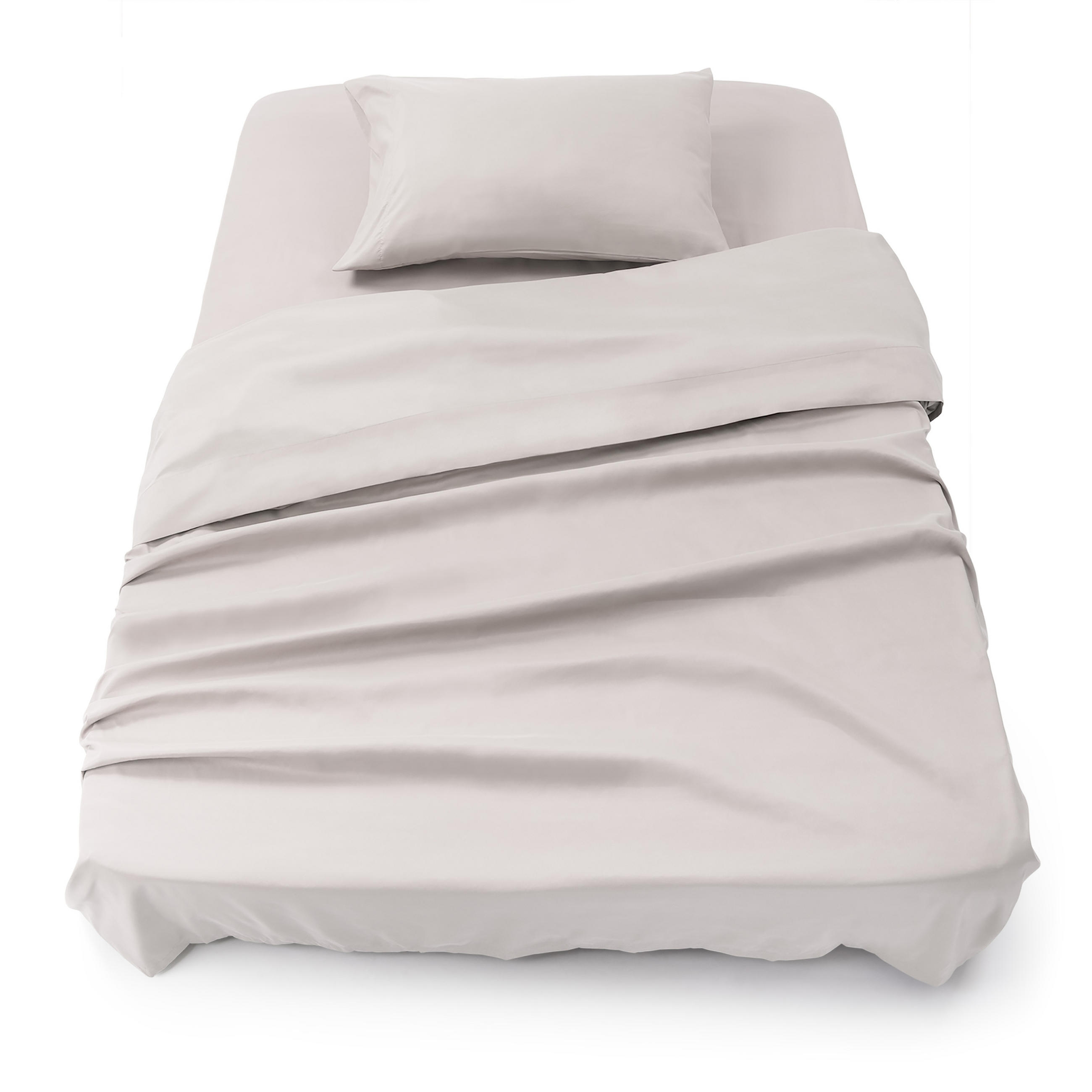 BETTLAKEN 3er Set - Spannbettlaken 90x190x30cm 1X Kissenbezug 50x80cm - Moonlight Grey - Hellgrau, Textil (90/190cm)