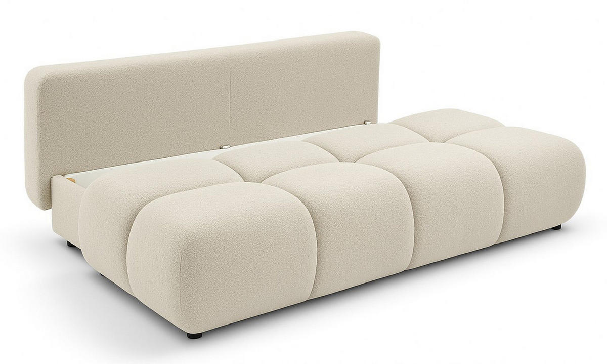 SCHLAFSOFA MILA, Sofa mit Schlaffunktion und Bettkasten, Farbe: Weiß, Bouclé-Stoff - Weiß, Textil (214/89/104cm) - Sepro Meble