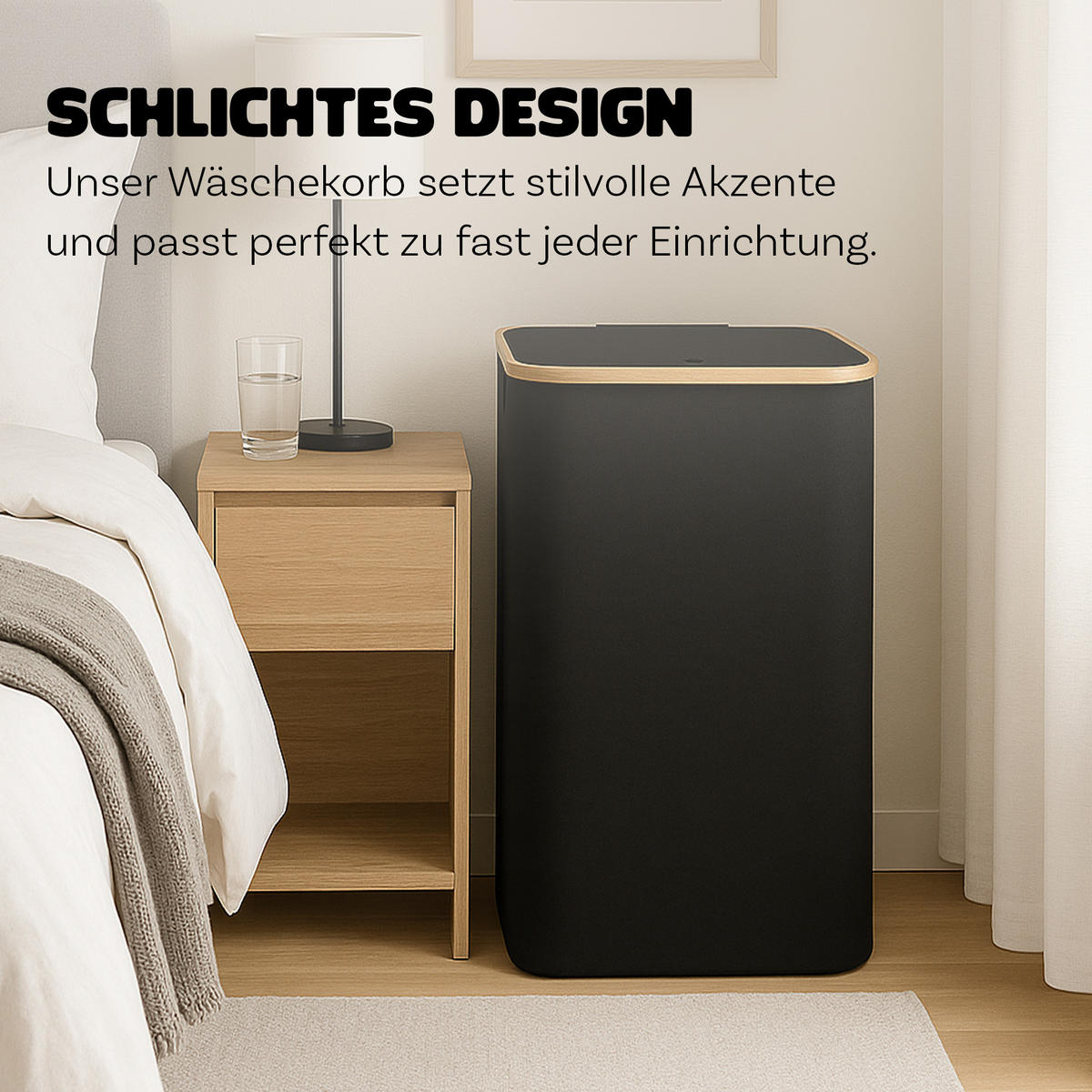 WÄSCHEKORB mit herausnehmbarer Tasche 41x37x71cm - Schwarz - Schwarz, Textil (41/71/34cm) - Bestlivings