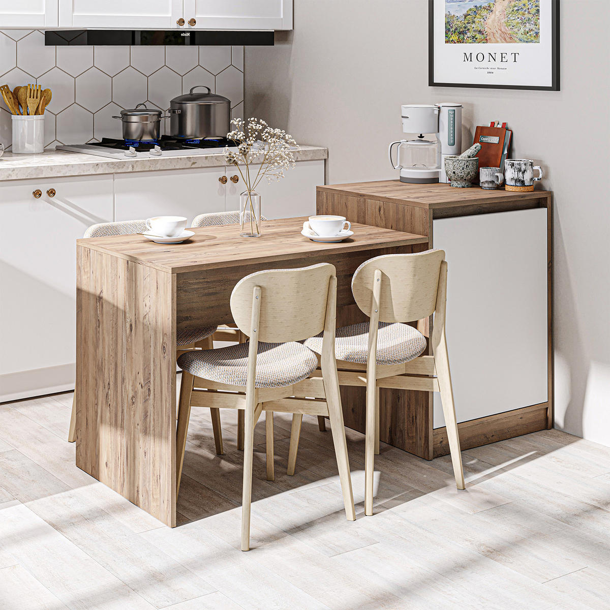 KÜCHENINSEL MILANO - Eiche Bianco, Holzwerkstoff (160/85/60cm) - Roomart