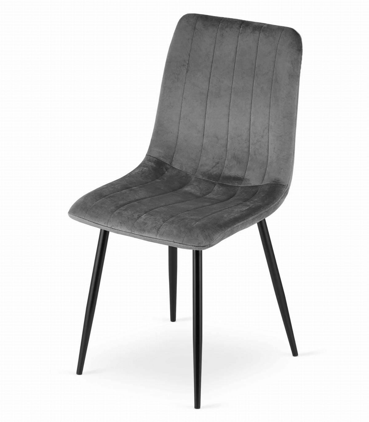 ESSTISCH-SET Esstisch Schwarz 120x80 cm NP Craft Set 4 Stück Stuhl Lava Grau Velours - Grau, Kunststoff (80/120/58cm)