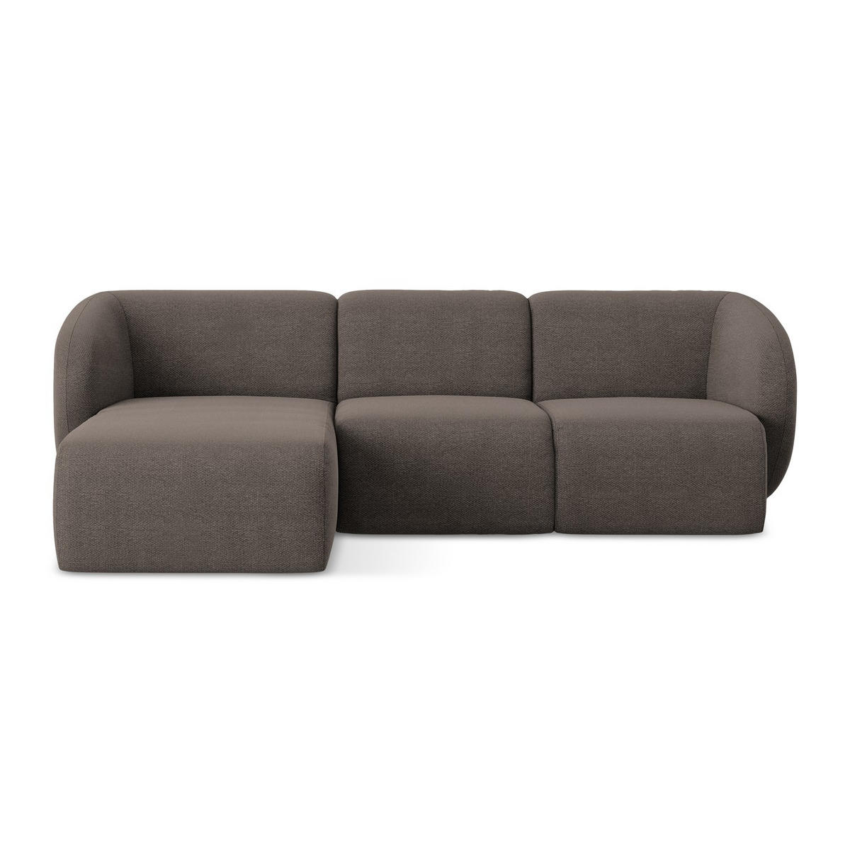 ECKSOFA Links Bouclé Stoff Braun - Schwarz/Mokka, Holzwerkstoff/Kunststoff (248/166cm) - LaMiaSofa