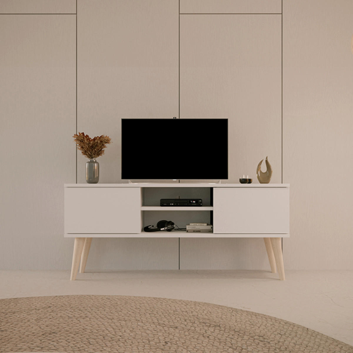 TV STOLÍK Toronto Biela - biela, kompozitné drevo (120/35/55cm) - Petits-meubles