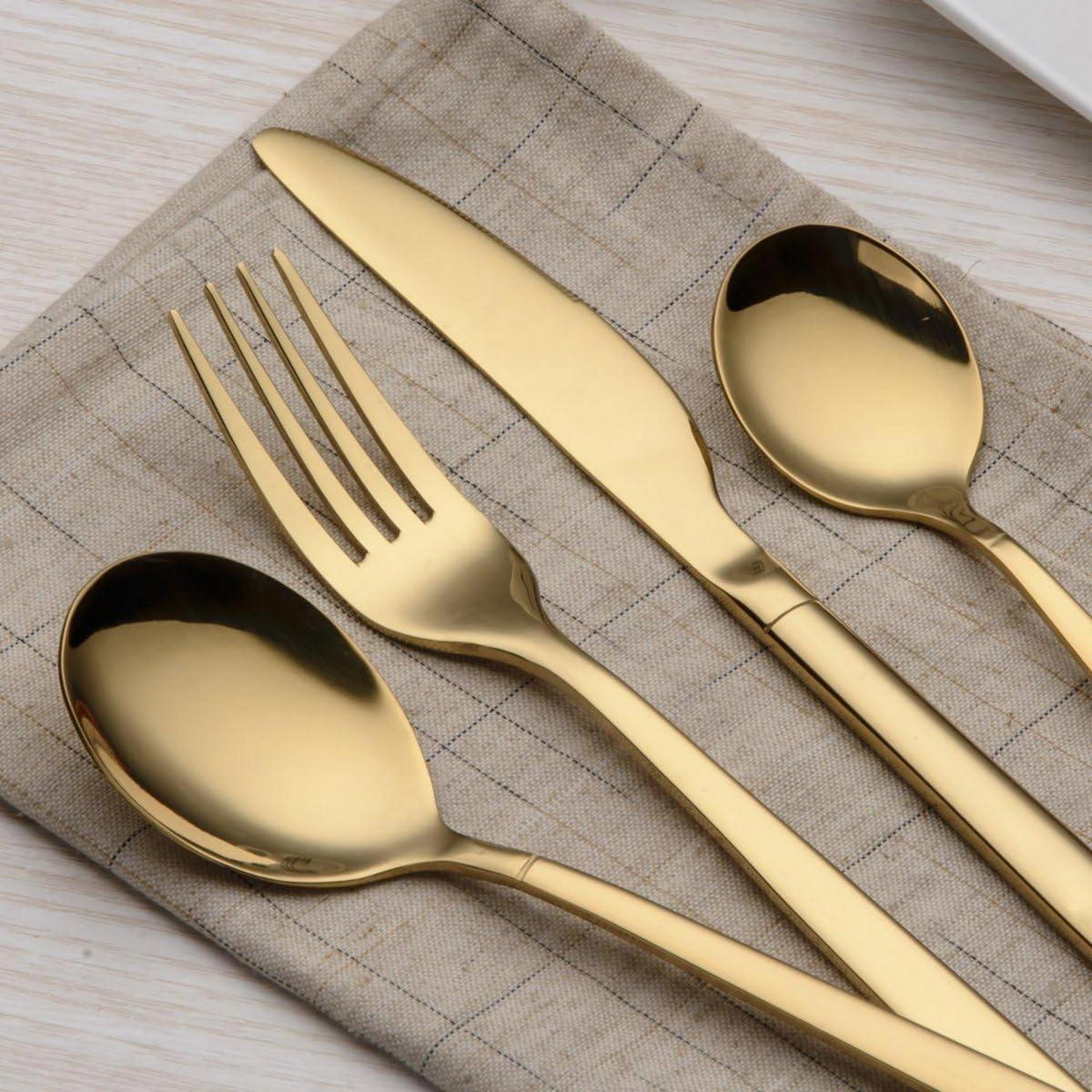 BESTECKSET 30-teilig Gold glänzend - Goldfarben, Metall