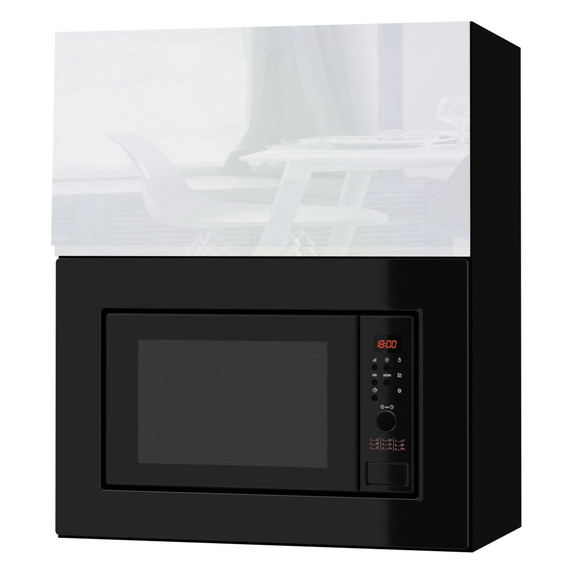 MIKROWELLENUMBAUSCHRANK Avellino W2MK/60 weiß Acryl Hochglanz / Schwarz 60 / 32,5 / 72cm - Weiß Hochglanz/Schwarz, Holz/Holzwerkstoff (60/72/32.5cm) - Feldmann-Wohnen