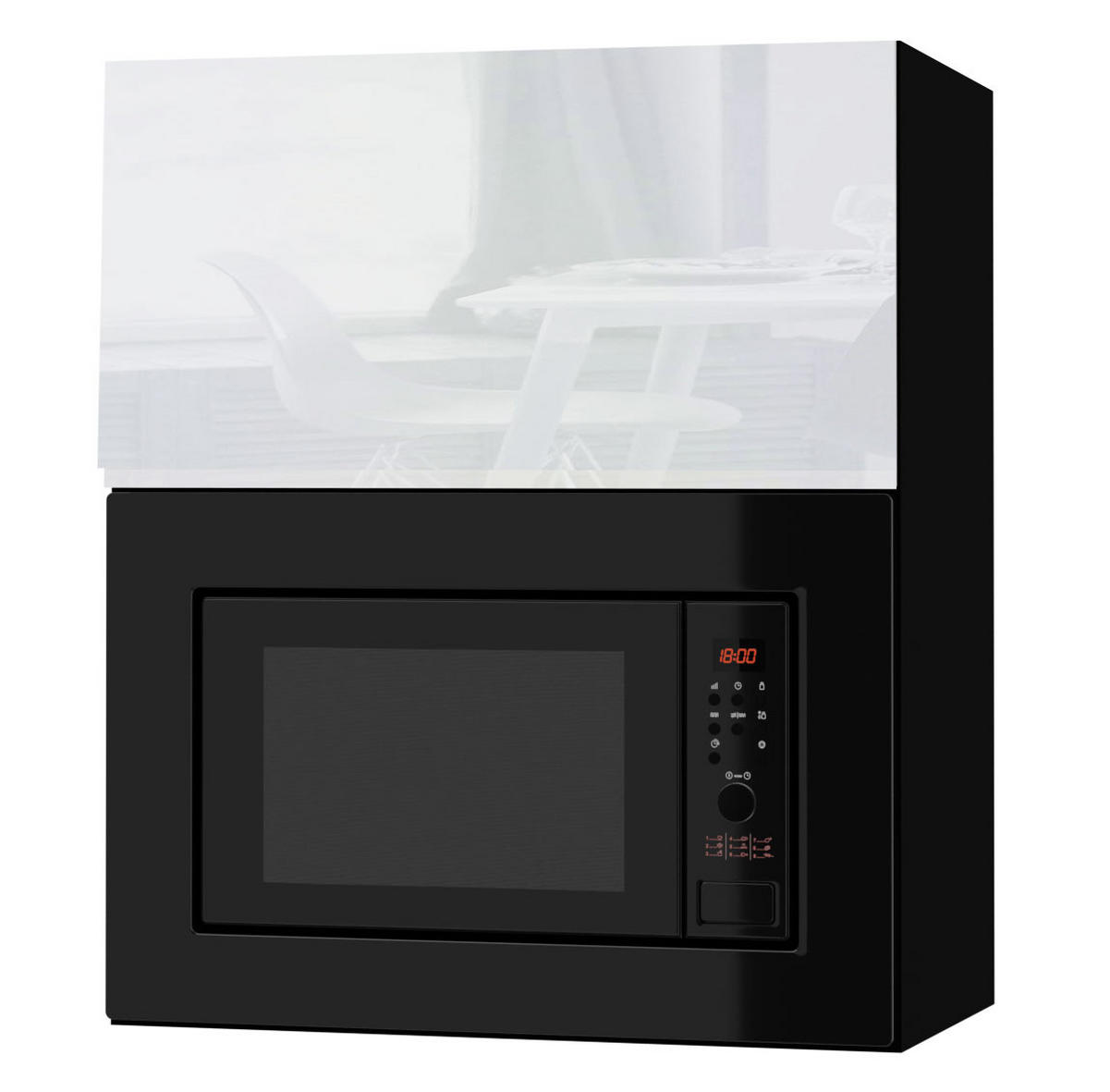 MIKROWELLENUMBAUSCHRANK Avellino W2MK/60 weiß Acryl Hochglanz / Schwarz 60 / 32,5 / 72cm - Weiß Hochglanz/Schwarz, Holz/Holzwerkstoff (60/72/32.5cm) - Feldmann-Wohnen