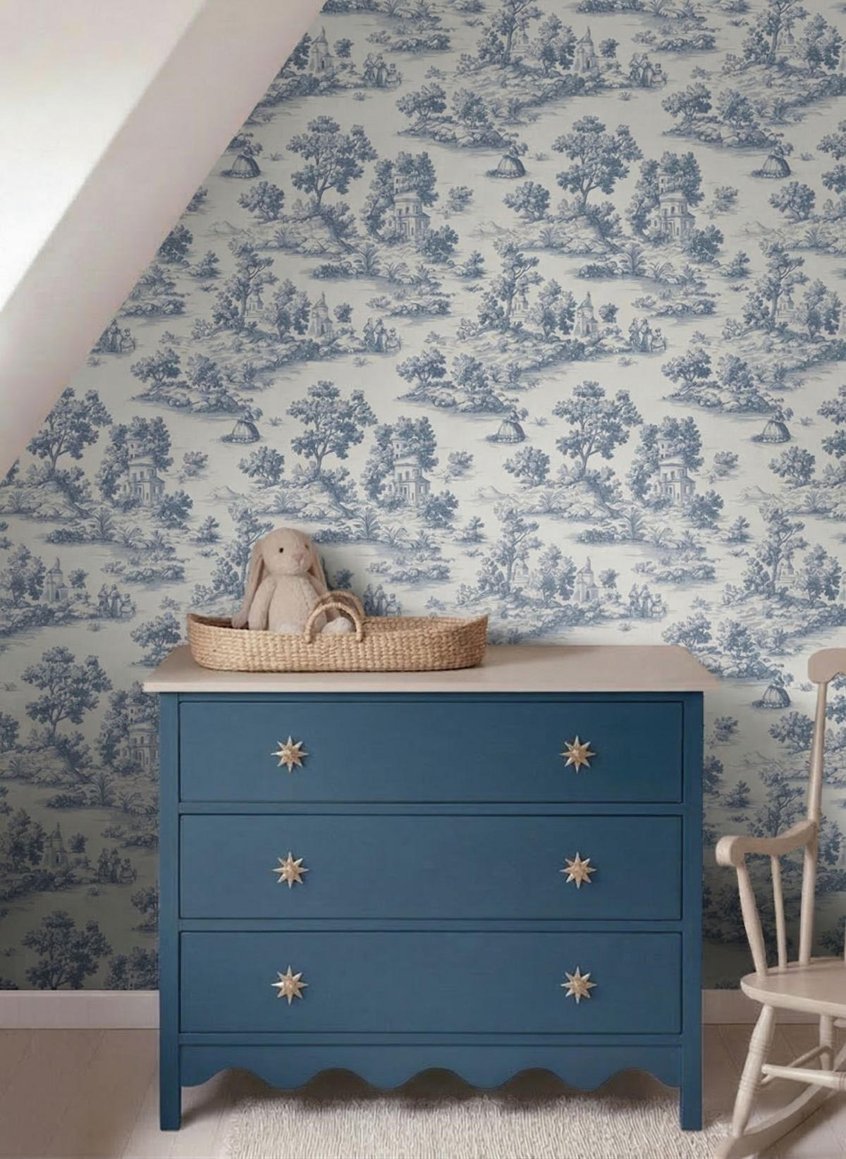 TAPETE Toile de Jouy 53 cm x 10 m - Blau, Papier (53/1000cm) - Sanders & Sanders