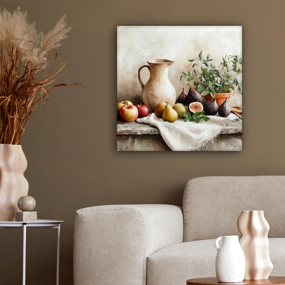 LEINWANDBILD Obst - Kräuter - Ländlich 50x50 cm - Naturfarben, Textil (50/50cm) - MuchoWow