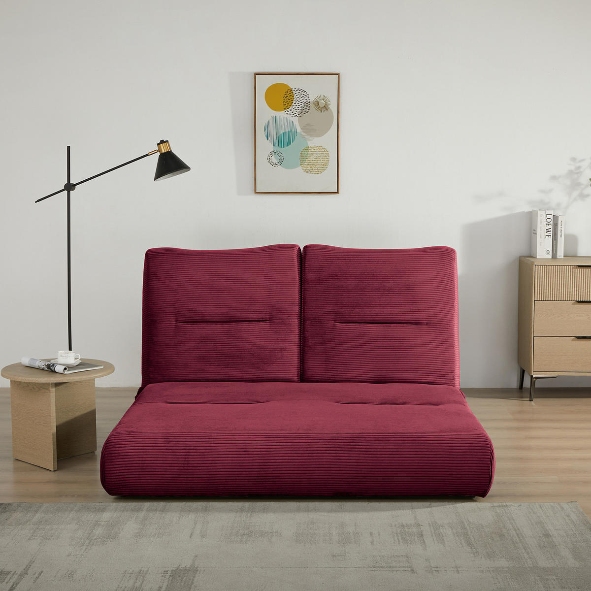 SCHLAFSOFA - Cordstoff - Beere, Textil (159/88/160cm) - home24