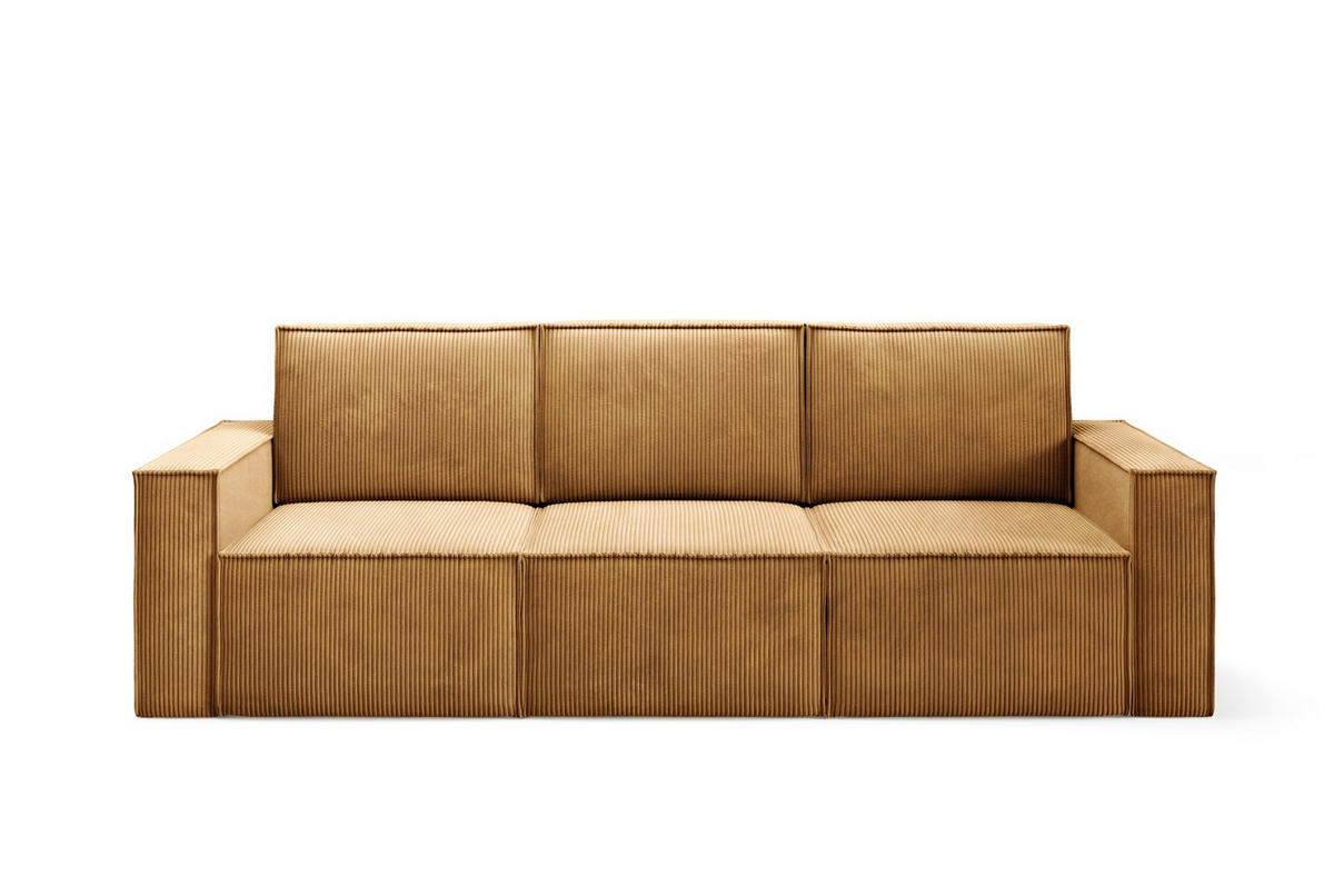 SOFA Orto Gelb, Dreisitzer Polstersofa - Gelb, Holzwerkstoff/Textil (247/93/82cm) - Bettso