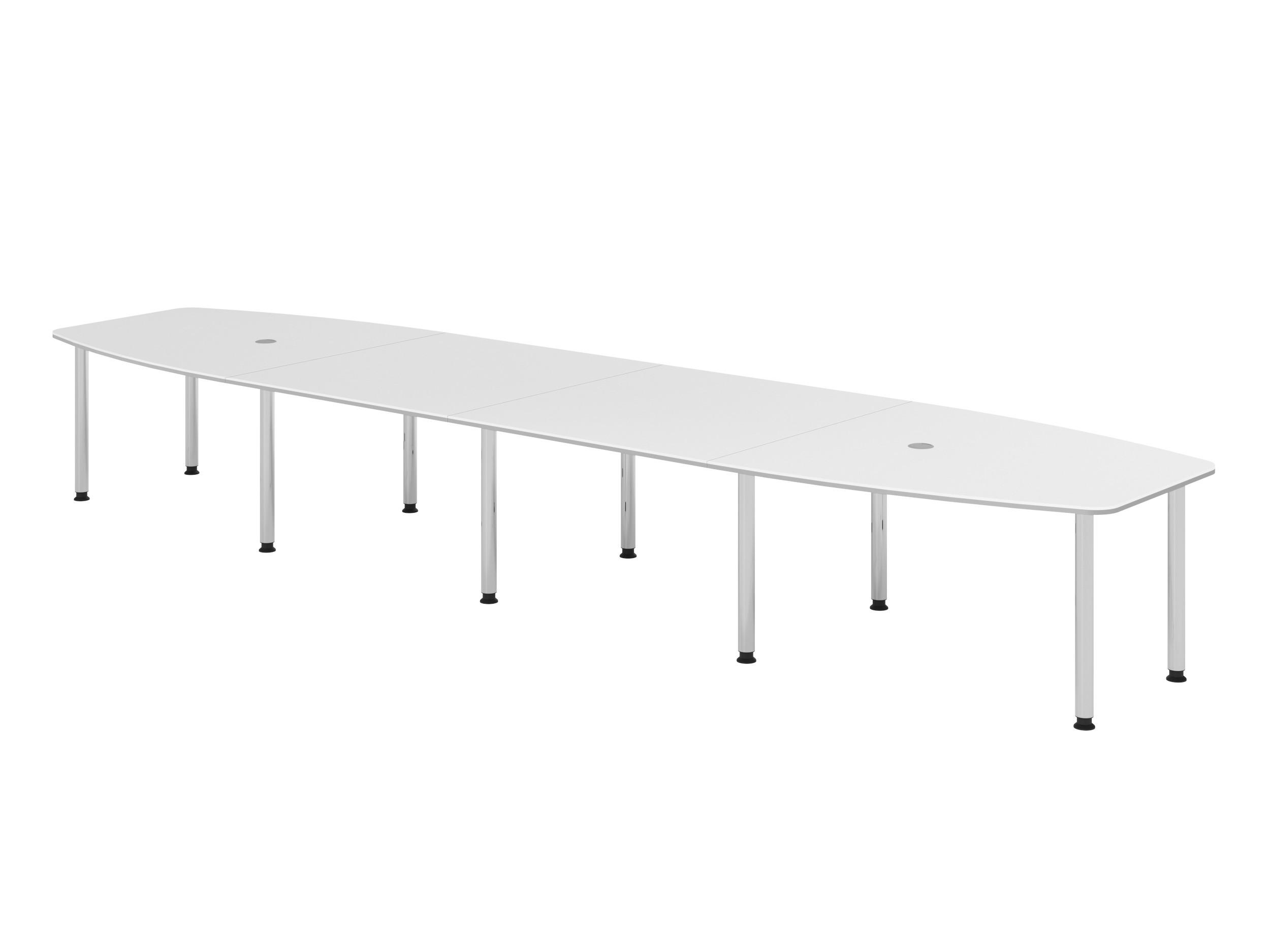 KONFERENZTISCH XXL KT52 130/520/74 cm in Weiß/Chromfüße - Chromfarben/Weiß, Holzwerkstoff (130/520/74cm) - bümö