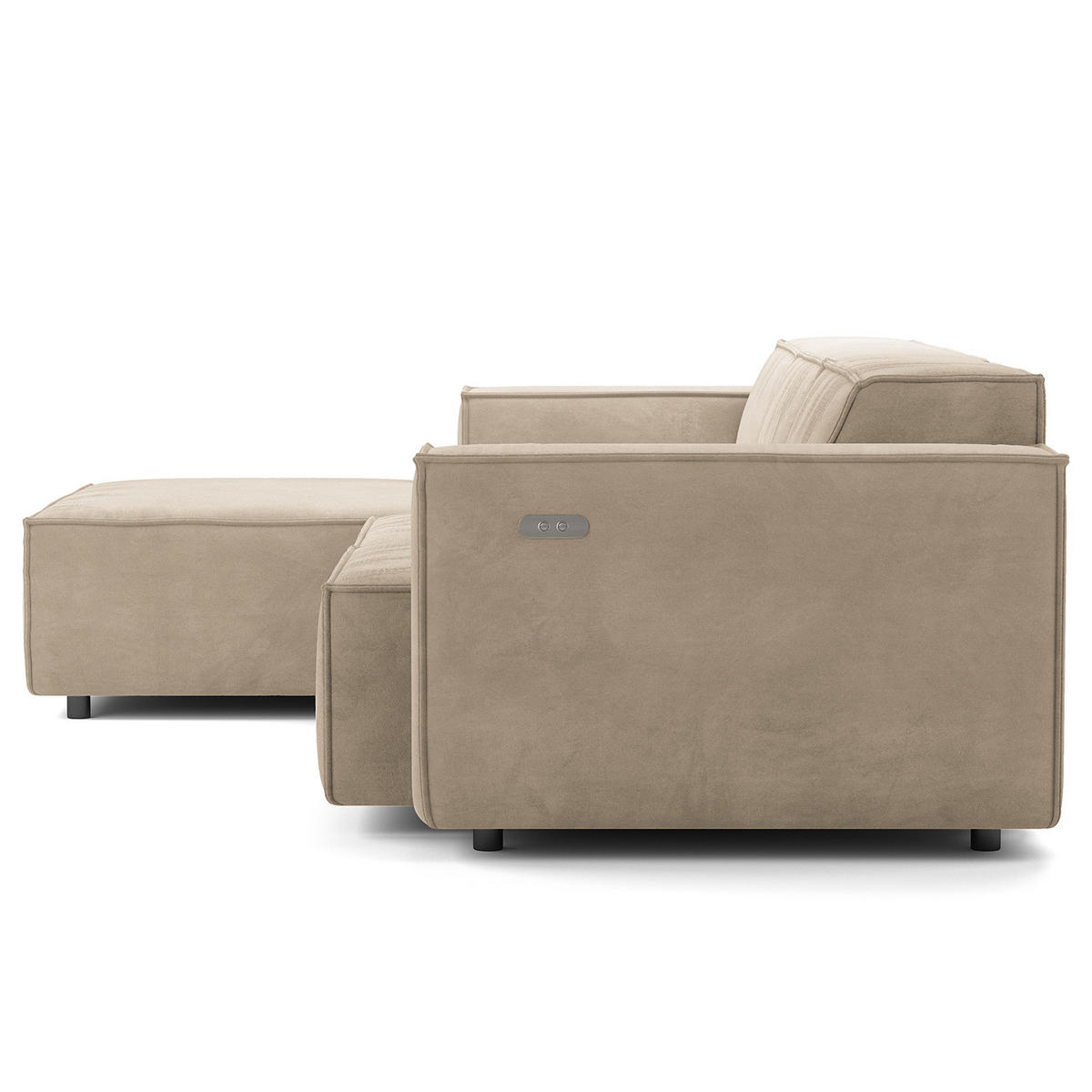 ECKSOFA mit Longchair - Beige/Schwarz, Kunststoff/Textil (260/177cm) - home24