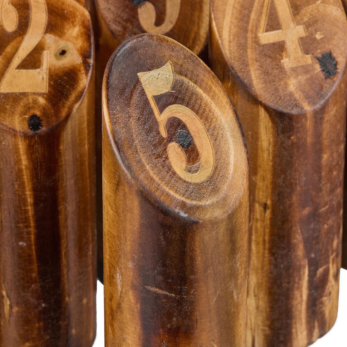 KUBB Wikingerspiel - Braun, Holz/Textil (4.5/22.5/4.5cm) - Relaxdays