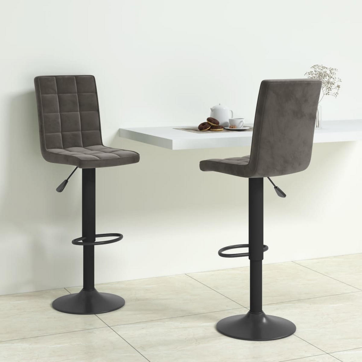 BARHOCKER 2 Stk. Dunkelgrau Samt - Dunkelgrau, Textil (52/124.5/40cm) - vidaXL
