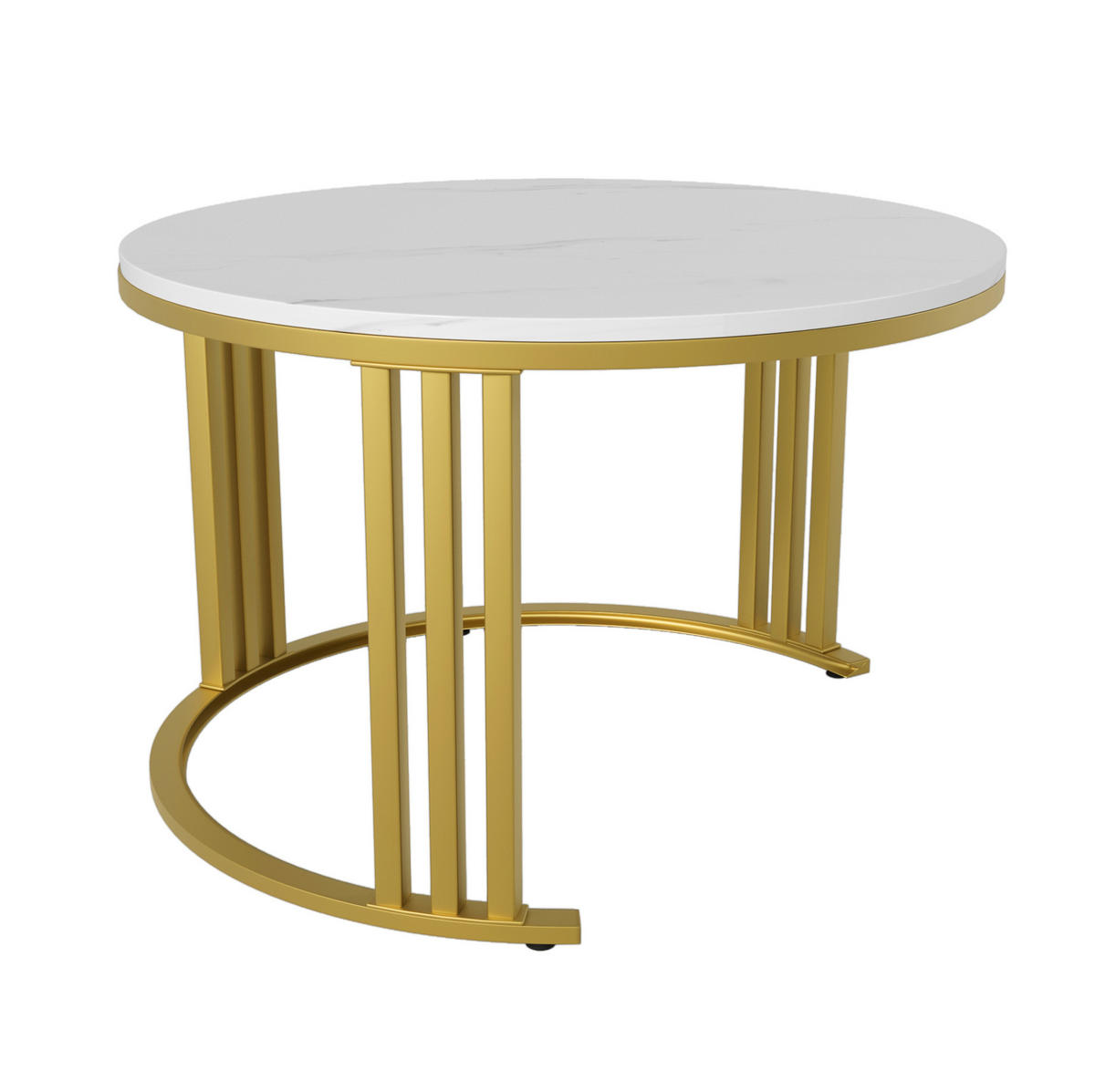 COUCHTISCH 2er-Set rund mit 2 Schubladen Weiß - Weiß, Metall (70/70/46cm) - Meubliv