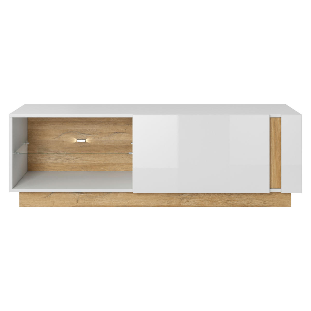 TV-ELEMENT ANDEBU RTV1 Glasregal Weiß Weiß - Weiß, Glas/Holzwerkstoff (138/46/40cm) - Komodee