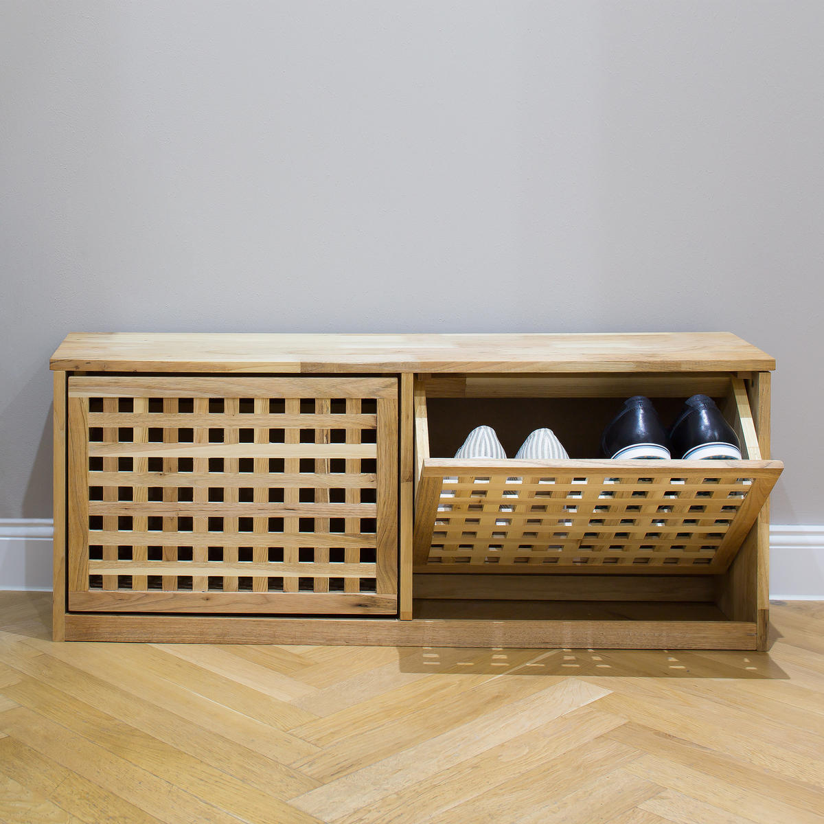 SCHUHKIPPER - Hellbraun, Holz/Holzwerkstoff (94/38/20cm) - Relaxdays