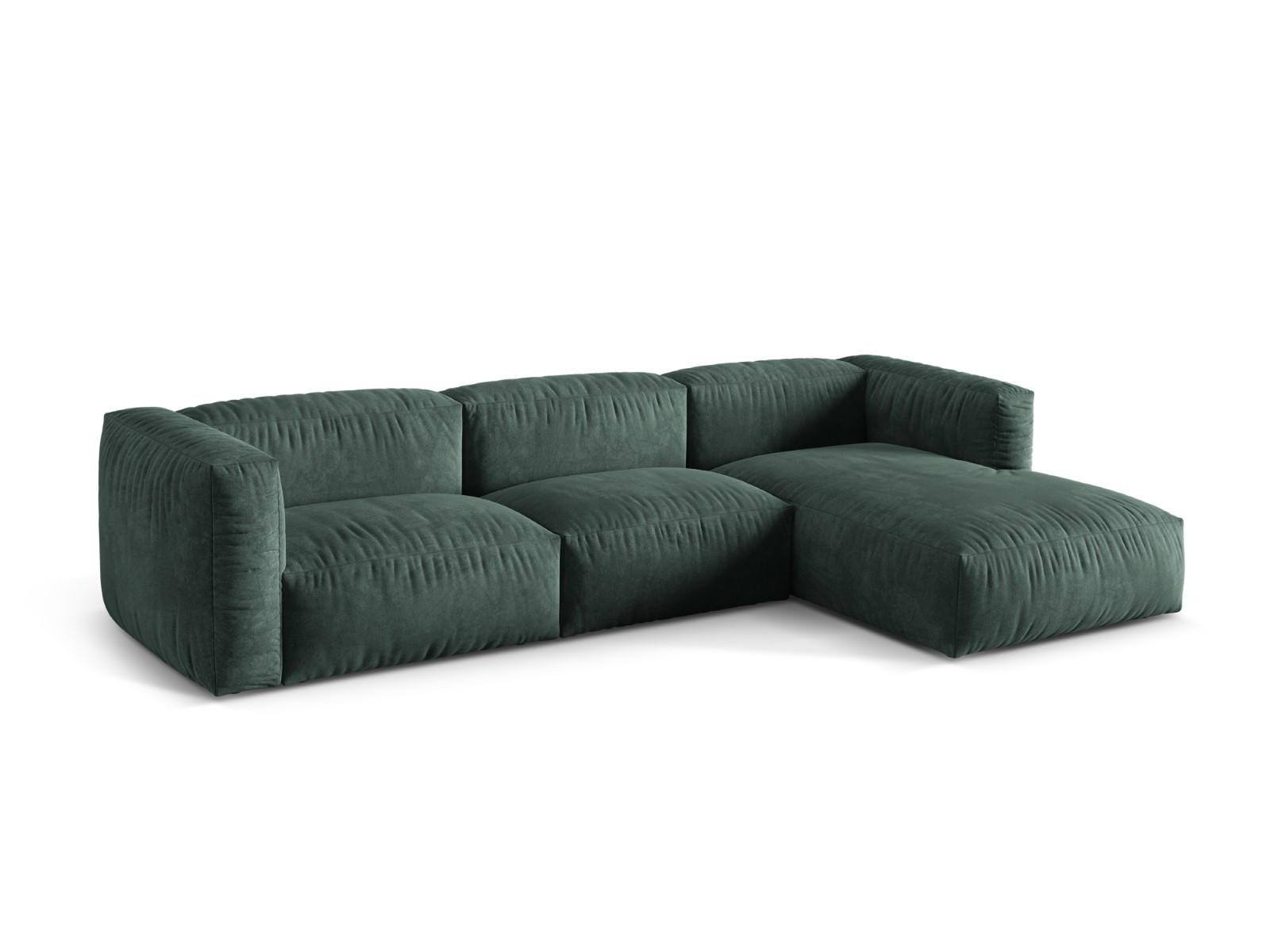 ECKSOFA modular rechts Martina aus Samt petrol 3 Sitzplätze - Salbeigrün, Textil (176/332cm) - Micadoni