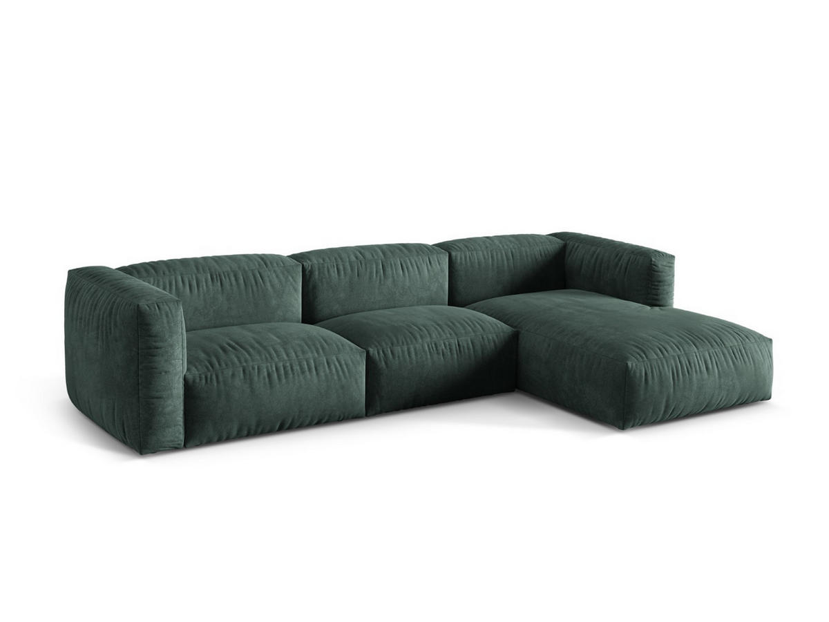 ECKSOFA modular rechts Martina aus Samt petrol 3 Sitzplätze - Salbeigrün, Textil (176/332cm) - Micadoni