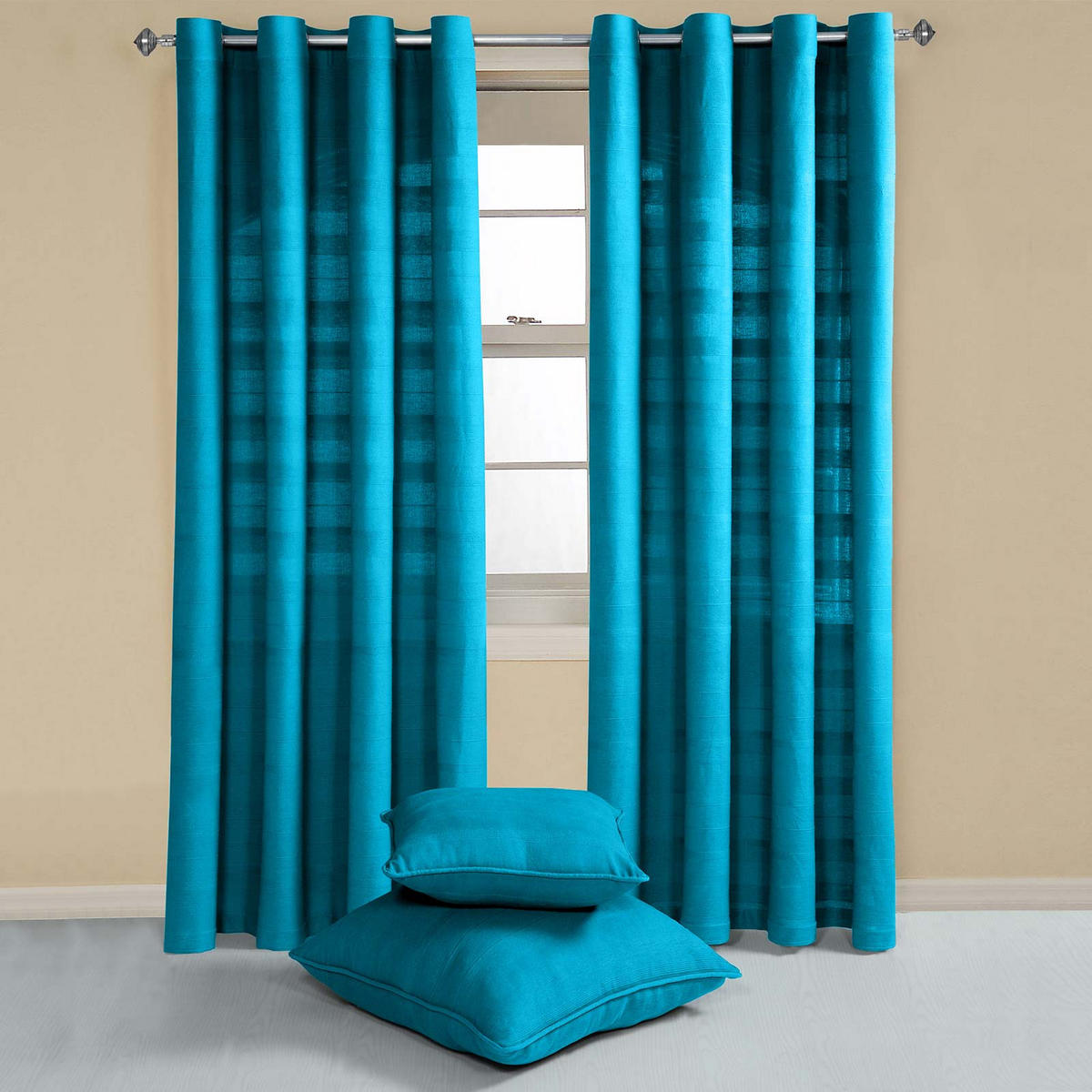 ÖSENVORHANG Rajput blickdicht 2er-Set, 167/182 cm - Petrol, Textil (167/182cm) - Homescapes