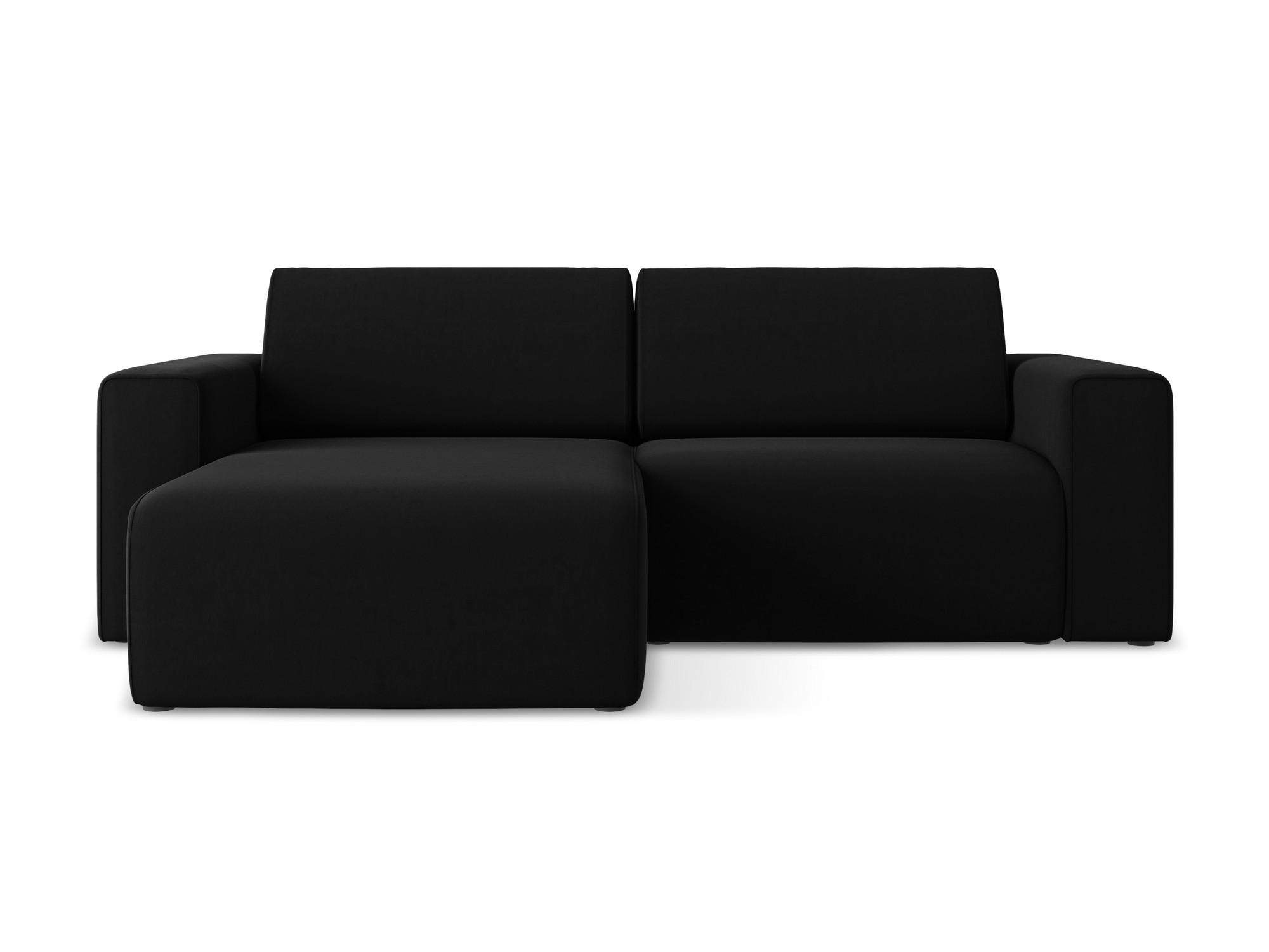 ECKSOFA Links Samt Stoff Schwarz - Schwarz/Grün, Kunststoff/Textil (167/224cm) - Makamii