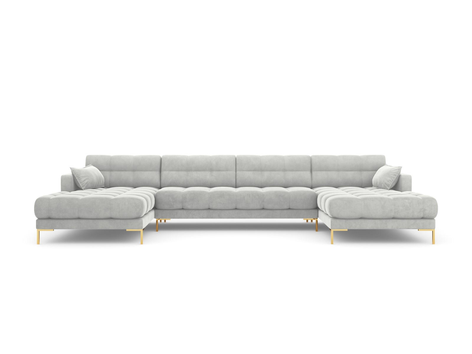 PANORAMASOFA Mamaia aus Samt silber 6 Sitzplätze - Silberfarben, Textil (185/75/383cm) - Micadoni