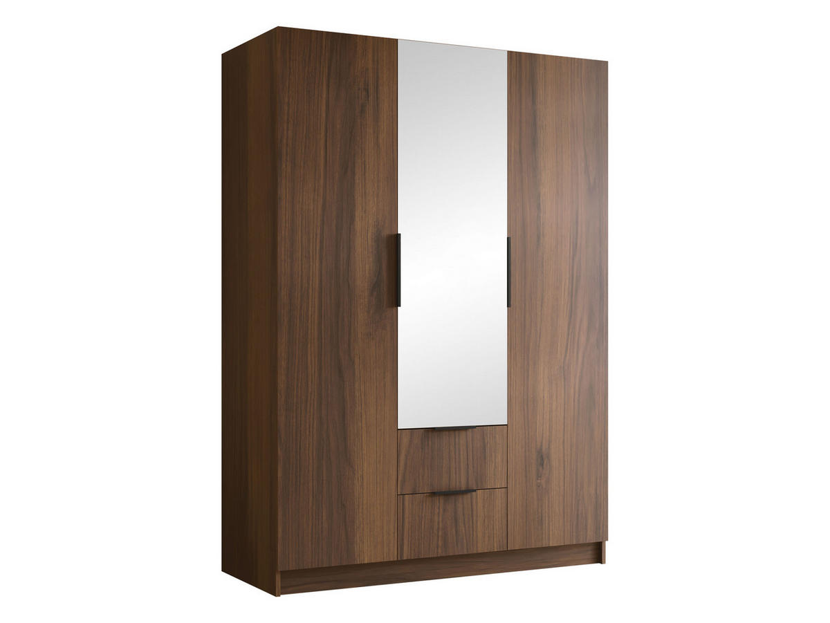 KLEIDERSCHRANK Calwi II - Nussbaumfarben/Schwarz, Holzwerkstoff/Kunststoff (150/216/60cm) - MIRJAN24