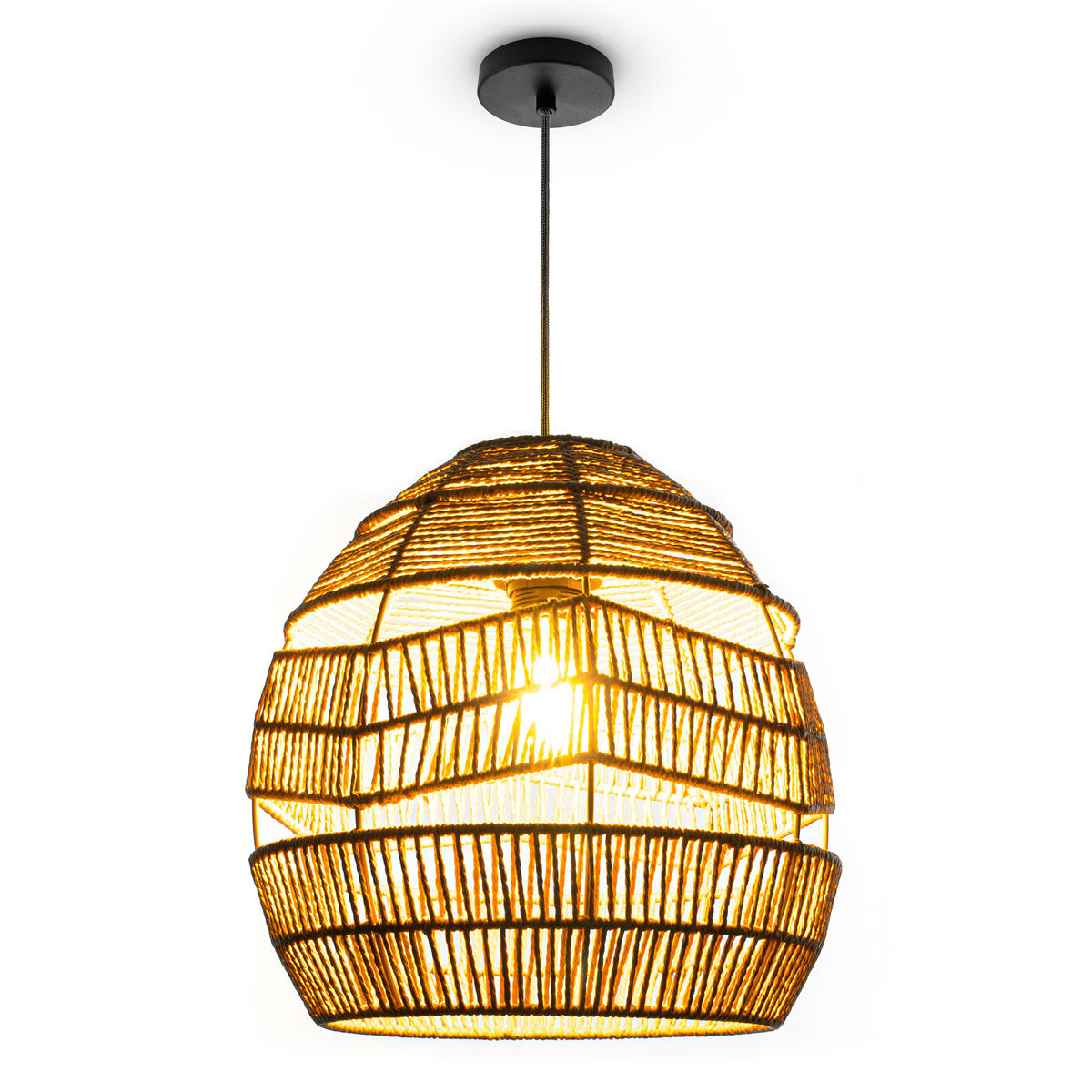 PENDELLEUCHTE Villa L - Beige/Schwarz, Metall (31/31/30cm) - Paco Home