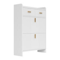 SCHUHKIPPER DE-37961 mit 2 Klappen und 1 Schublade Weiß - Weiß, Holzwerkstoff (75/108.5/24cm) - ComfortXL