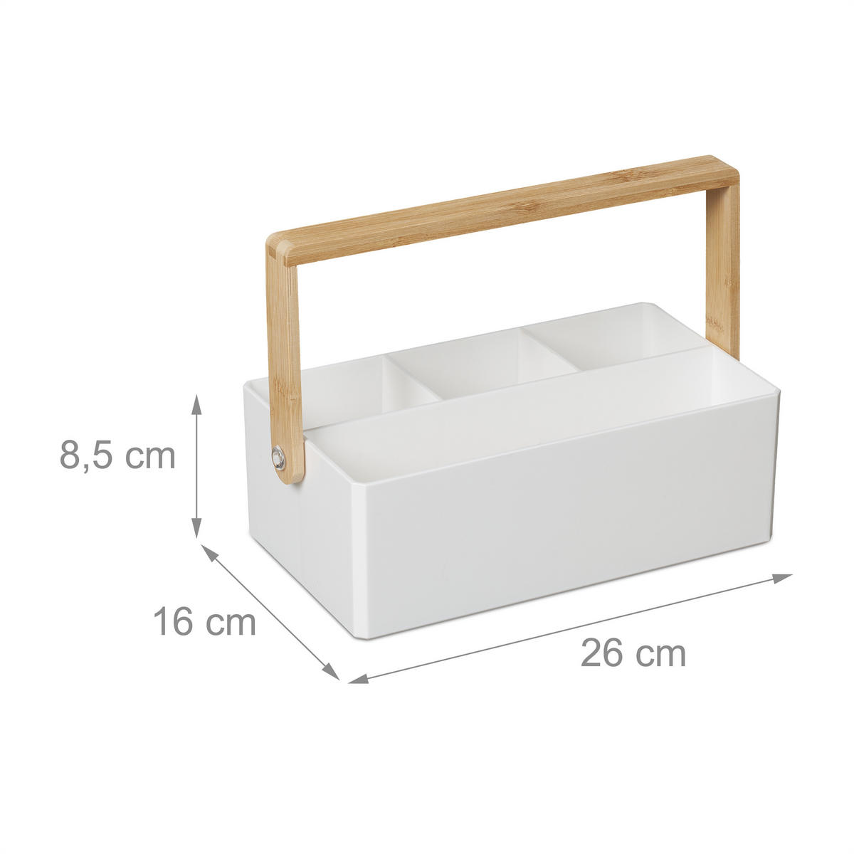 ORGANIZER - Weiß, Holz/Kunststoff (16/26/8.5cm) - Relaxdays