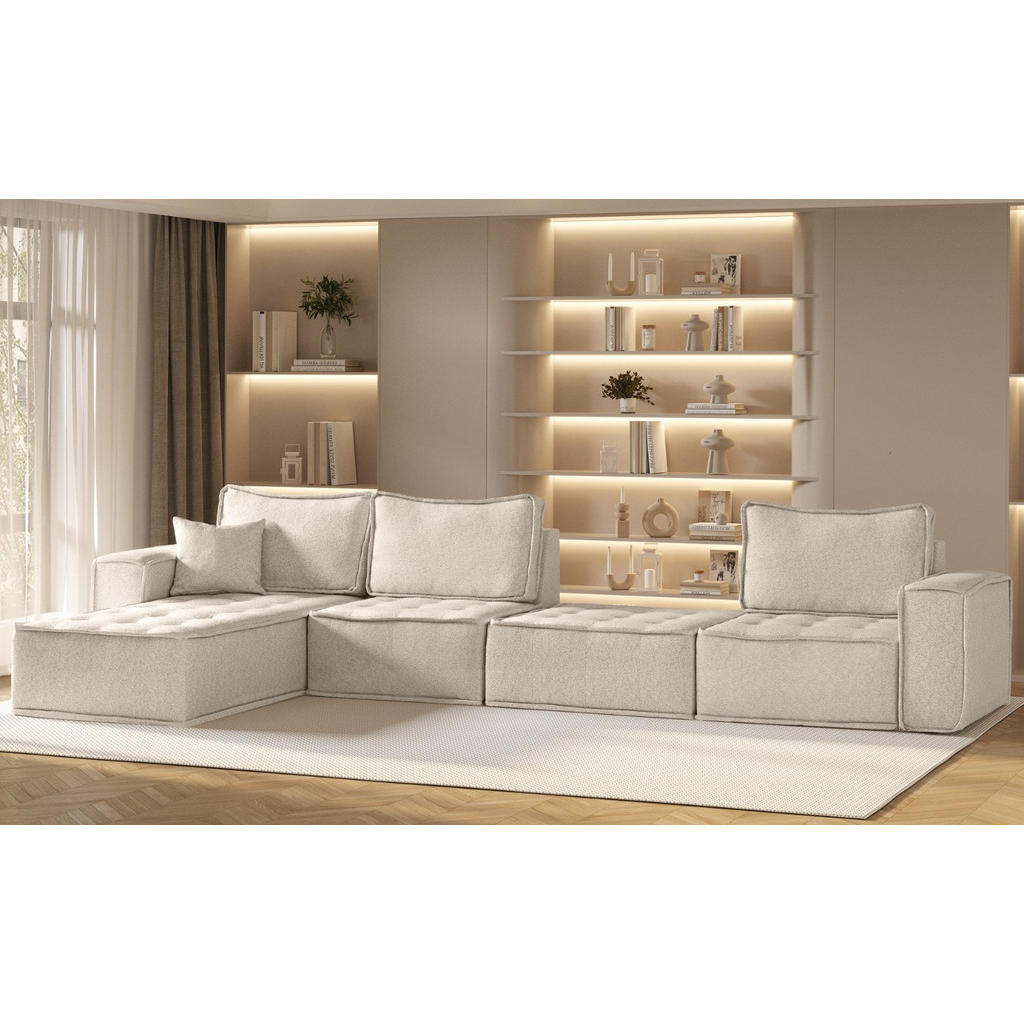 Thumbnail - Kaiser Möbel Bohoo, Ecru, Holz, Füllung: Komfortschaum, L-Form,L-Form, 382x192 cm, Wohnzimmer, Sofas & Couches, Wohnland...