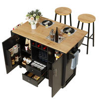 SERVIERWAGEN DE-39258 mit 2 Barhockern Schwarz - Schwarz, Holzwerkstoff (137.9/92/45cm) - ComfortXL
