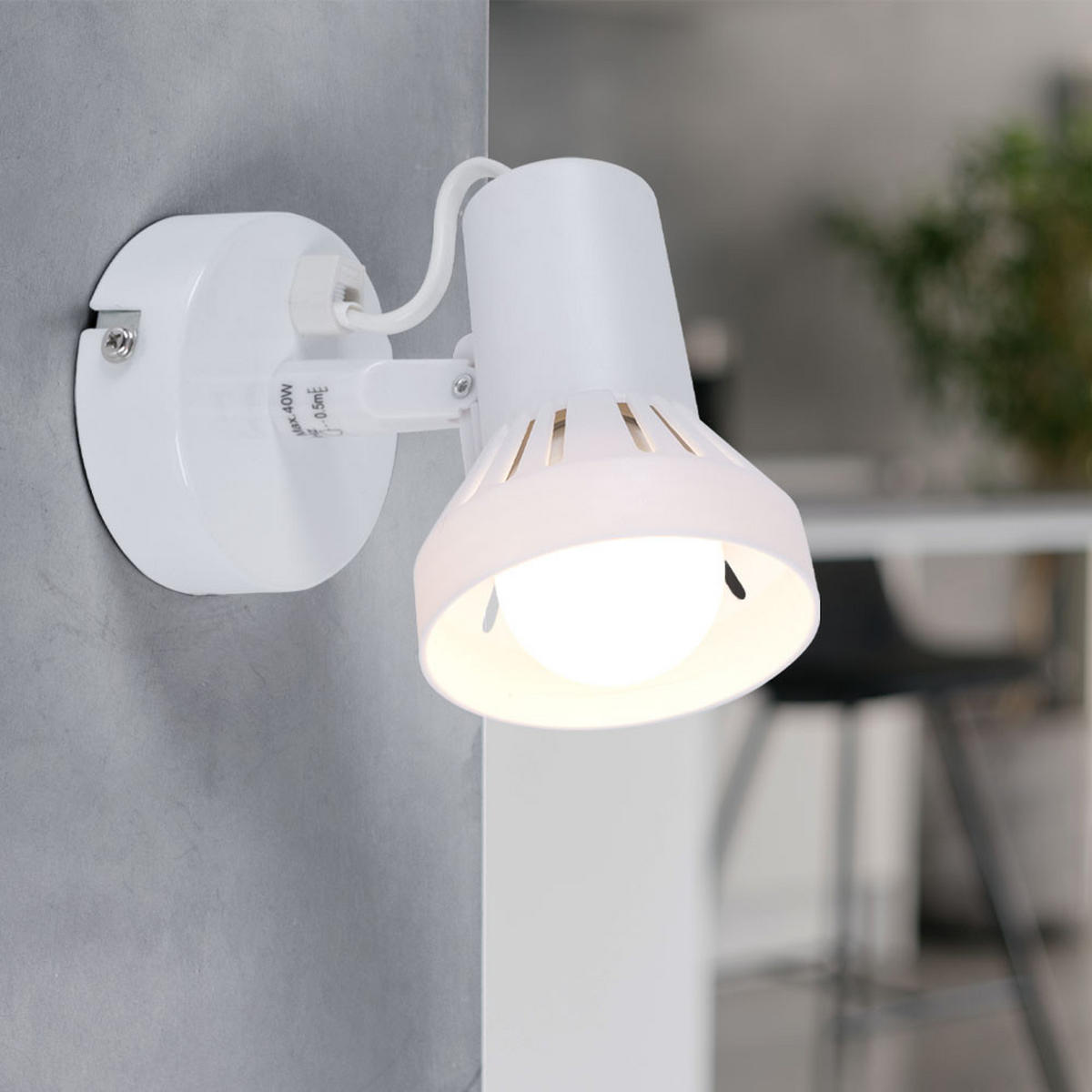 WANDLEUCHTE Spot Weiß beweglich 5er Set - Weiß, Metall (14/11/8cm)