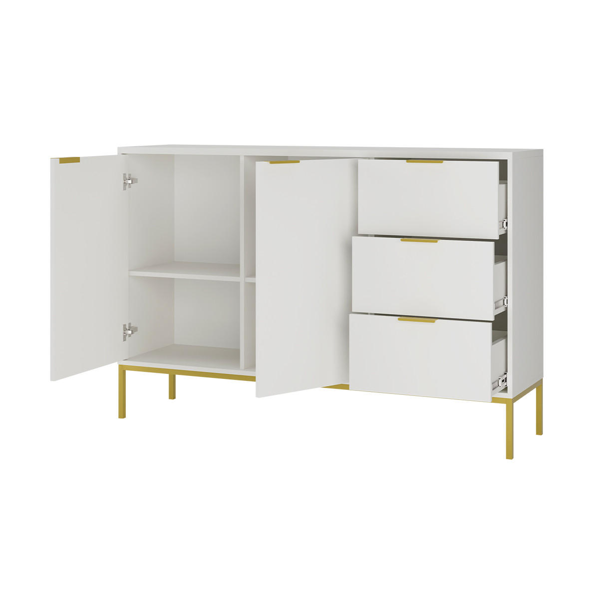 SIDEBOARD Seattle Weiß - Goldfarben/Weiß, Holzwerkstoff (150/100.4/40cm) - Petits-meubles