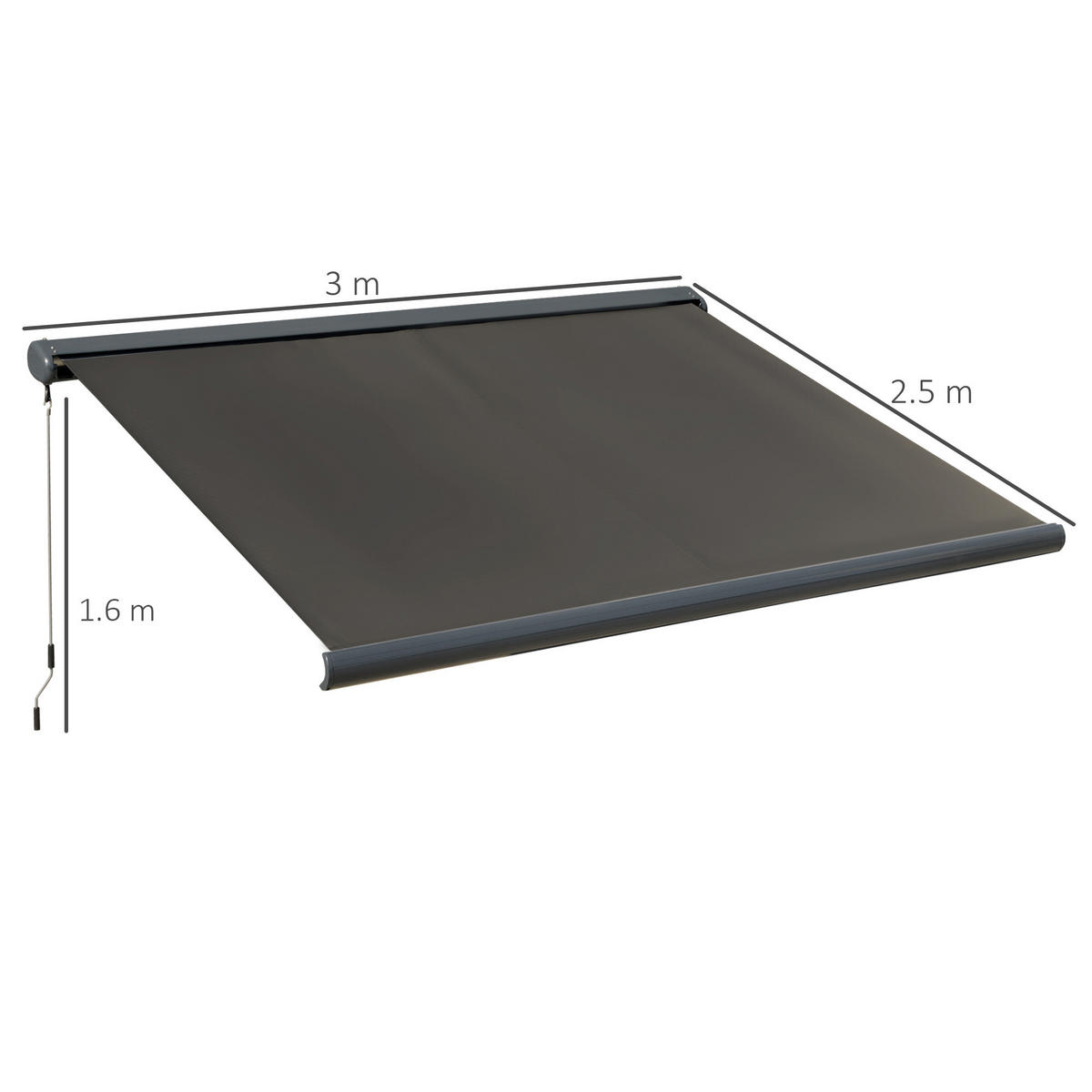 MARKISE, Aluminium, Dunkelgrau - Dunkelgrau, Metall (250/160/300cm) - Outsunny