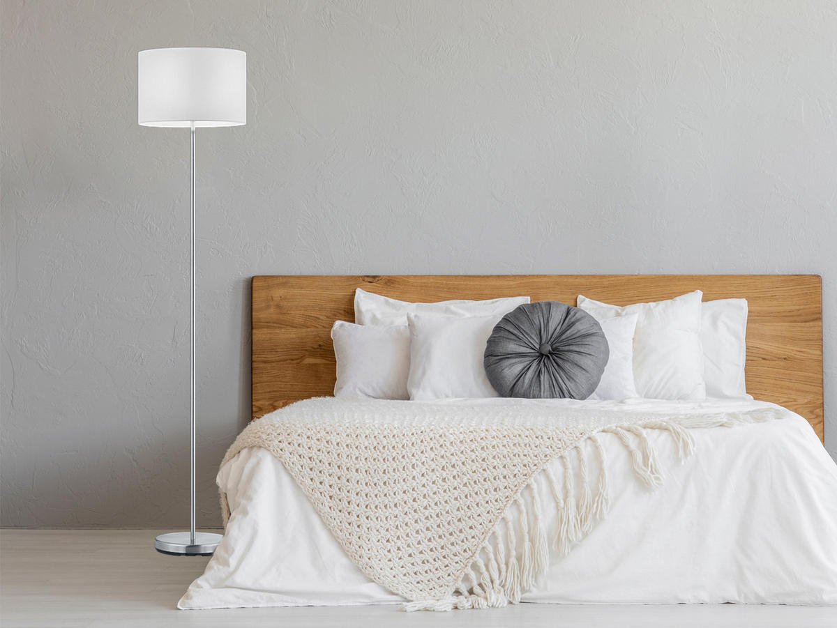 LED-STEHLAMPE Höhe 160cm, dimmbar, Lampenschirm Stoff Weiß - Weiß, Textil (35/35/160cm) - meineWunschleuchte