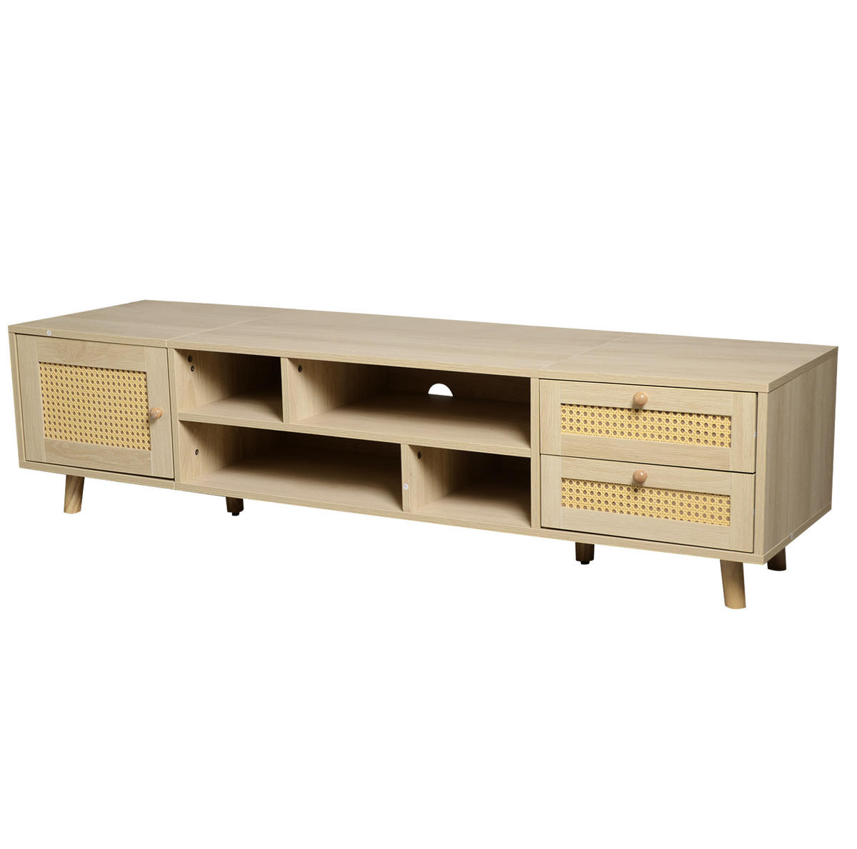 TV-LOWBOARD 160/39/40,5 cm mit 2 Schubladen und Kabeldurchlass - Naturfarben, Holzwerkstoff (160/40/39cm) - BEAOK