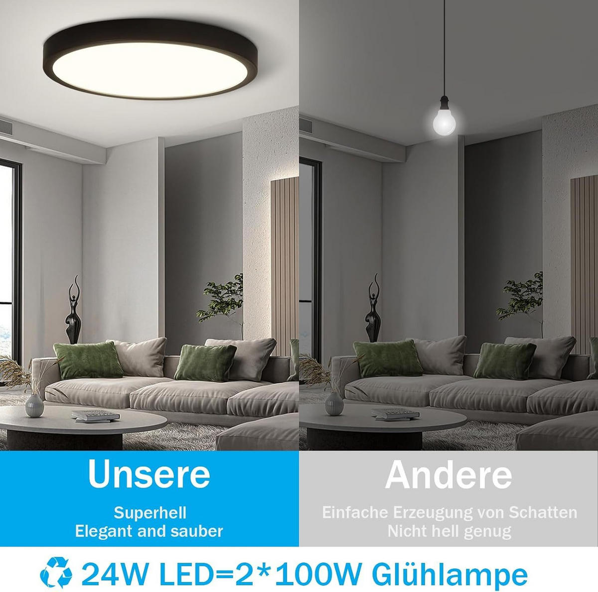LED-DECKENLEUCHTE Hardy 23/23/3 cm - Schwarz, Kunststoff (23/23/3cm) - Nettlife