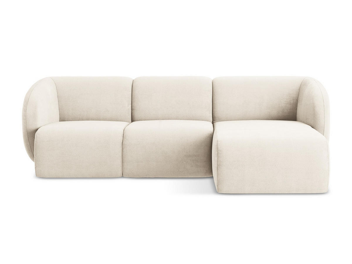 ECKSOFA Rechts Chenille Stoff Beige - Creme/Schwarz, Holzwerkstoff/Kunststoff (248/166cm) - Makamii