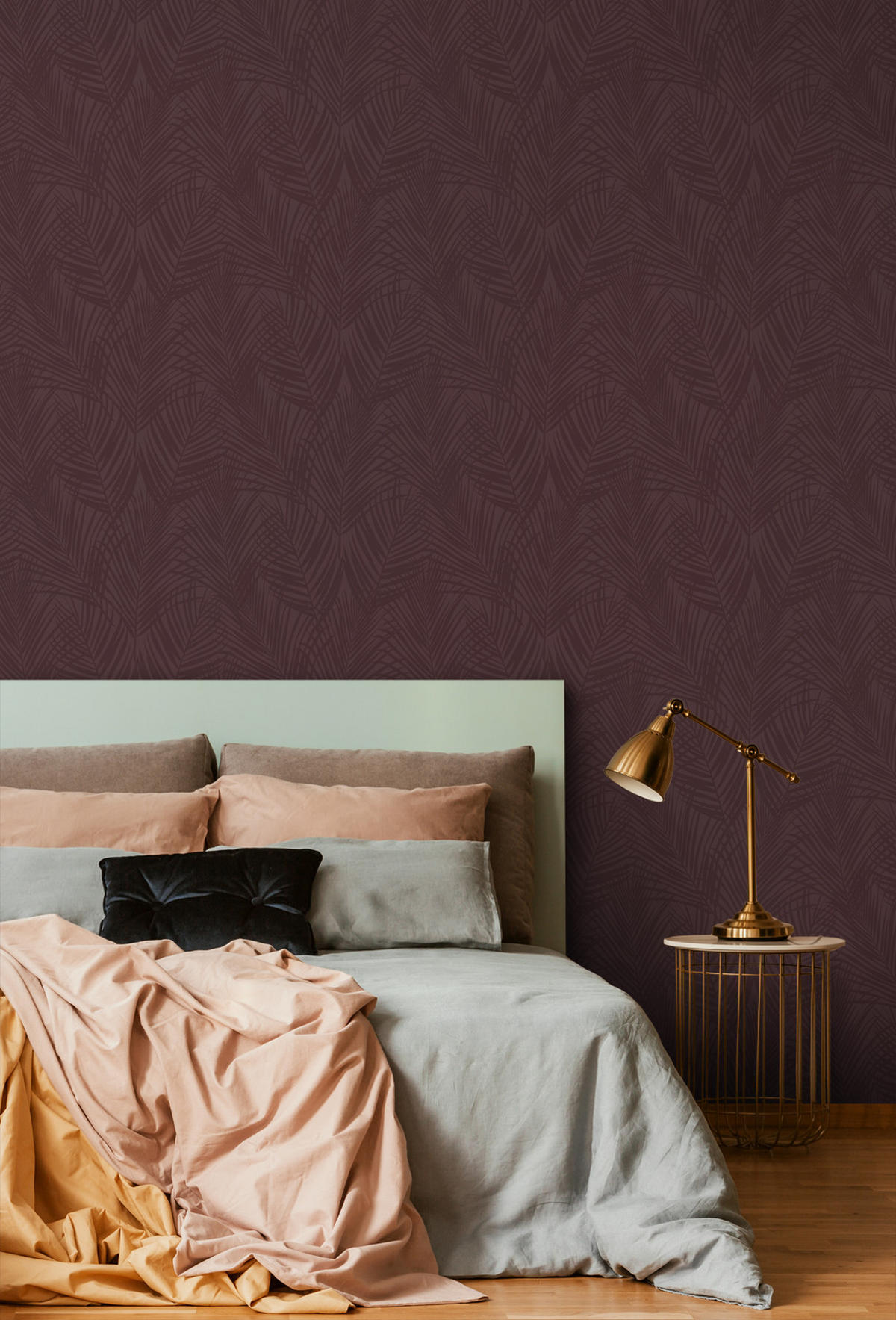 TAPETE Palmblätter 50 x 900 cm - Lila, Papier (50/900cm) - ESTAhome