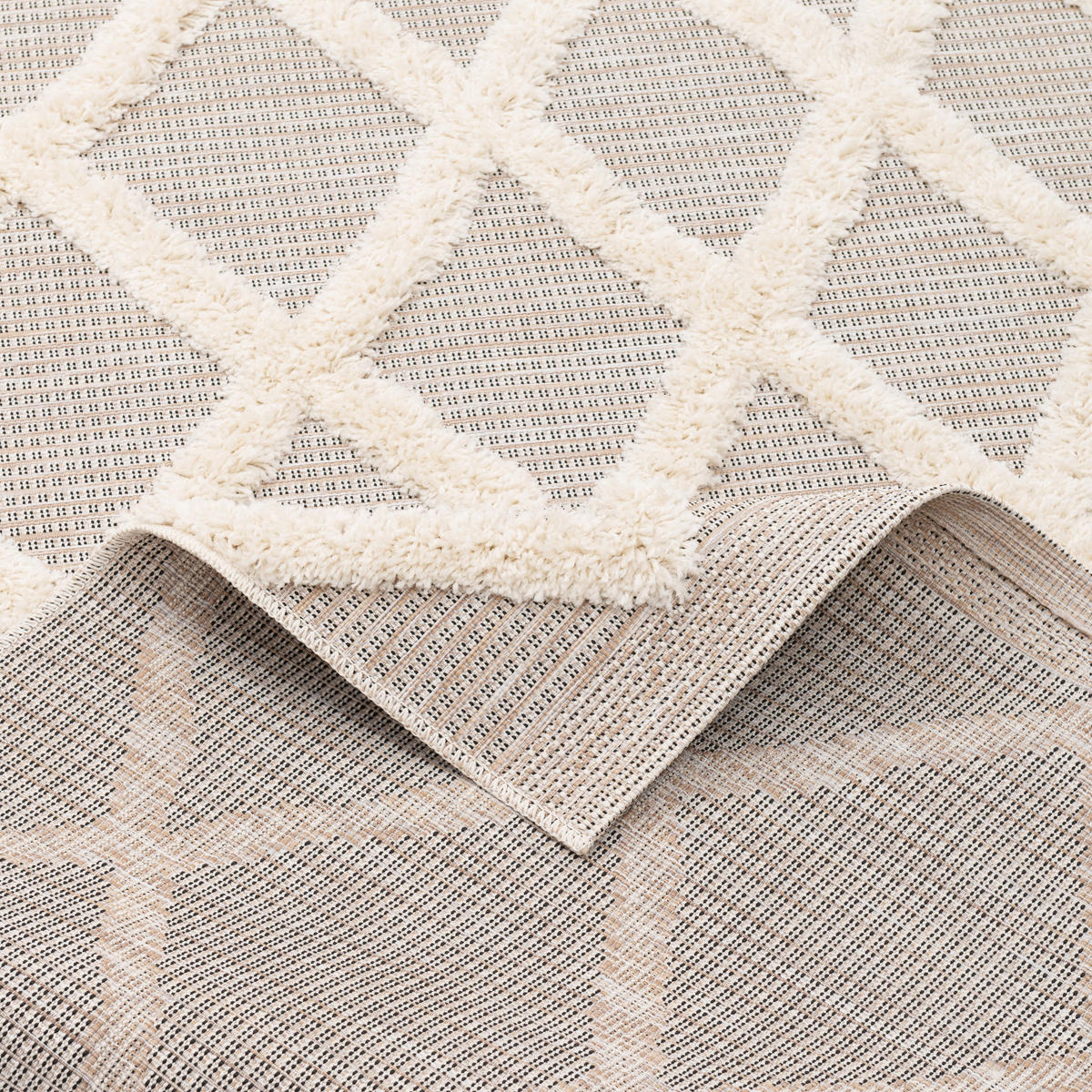IN & OUTDOOR TEPPICH SHAGGY JUIST RAUTEN - Beige, Textil (80/150cm) - Pergamon