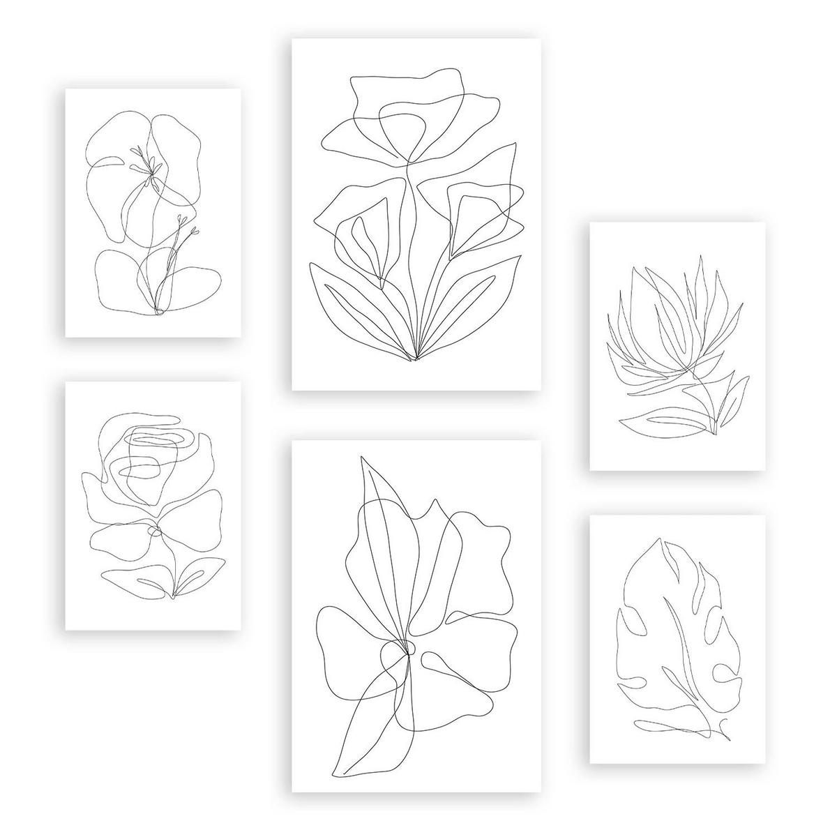 POSTER Set Mit 6 Blütenrahmen 2 In Blume Zusammenfassung Ästhetische Dekorative Gemälde Für Ihr Wohnzimmer, Schlafzimmer, Zuhause A3 & A4 Rahmenlos - Klar, Papier (29/3cm) - Nacnic