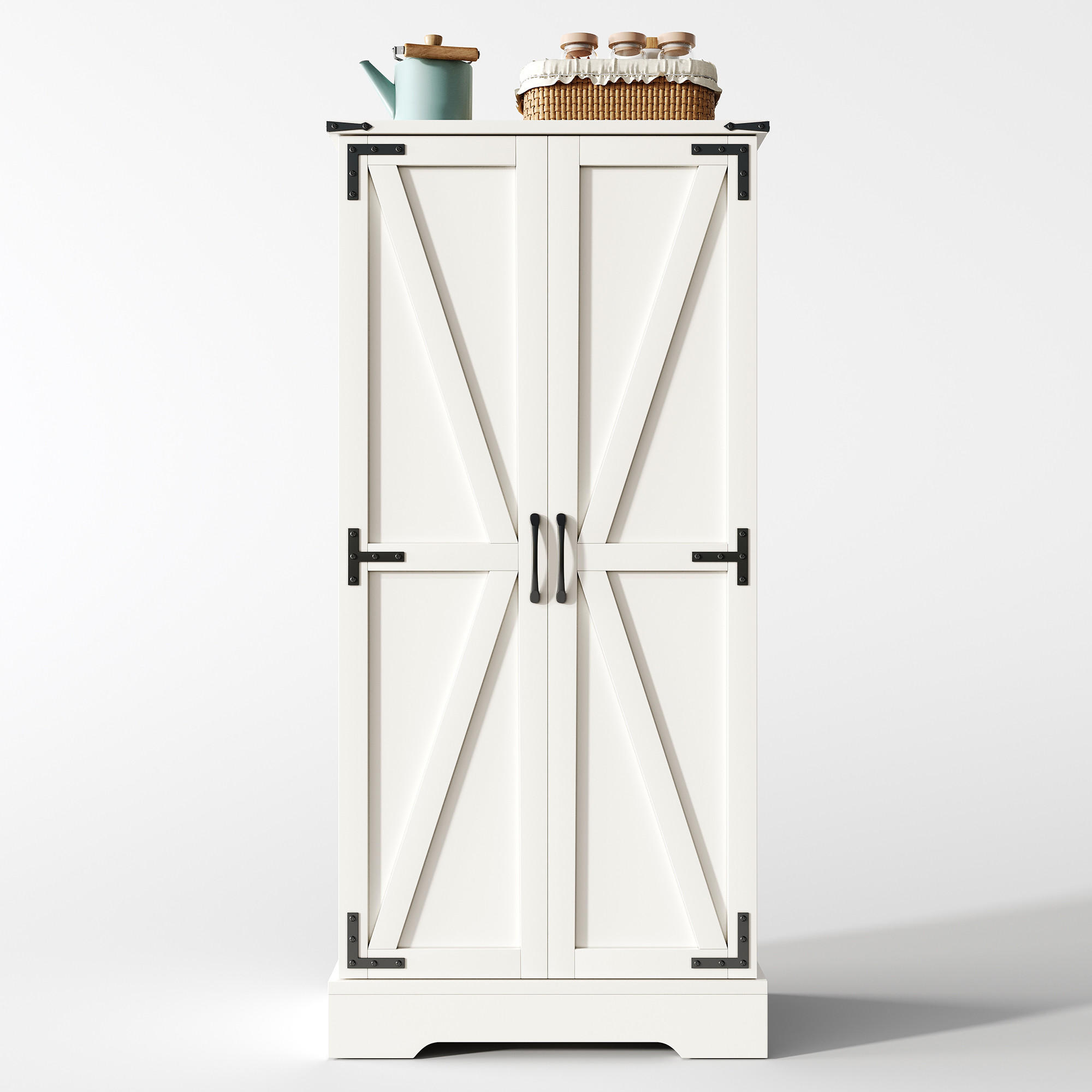 BUFFETSCHRANK Weiß 60/35/129 cm - Weiß, Holz (60/129/35cm) - PANGIVO