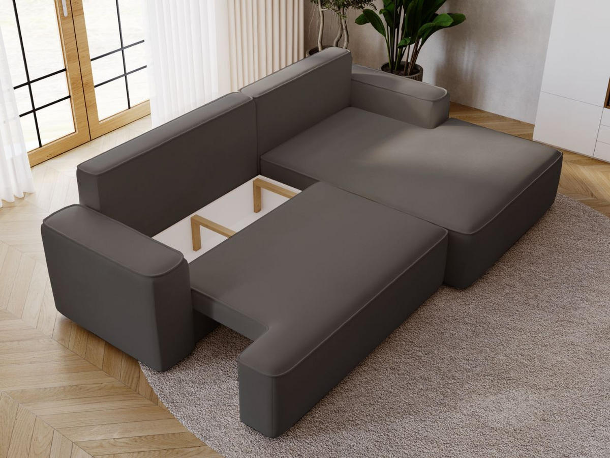 ECKSOFA California Dunkelgrau Rechts - Dunkelgrau, Holz/Textil (270/165cm) - Graingold