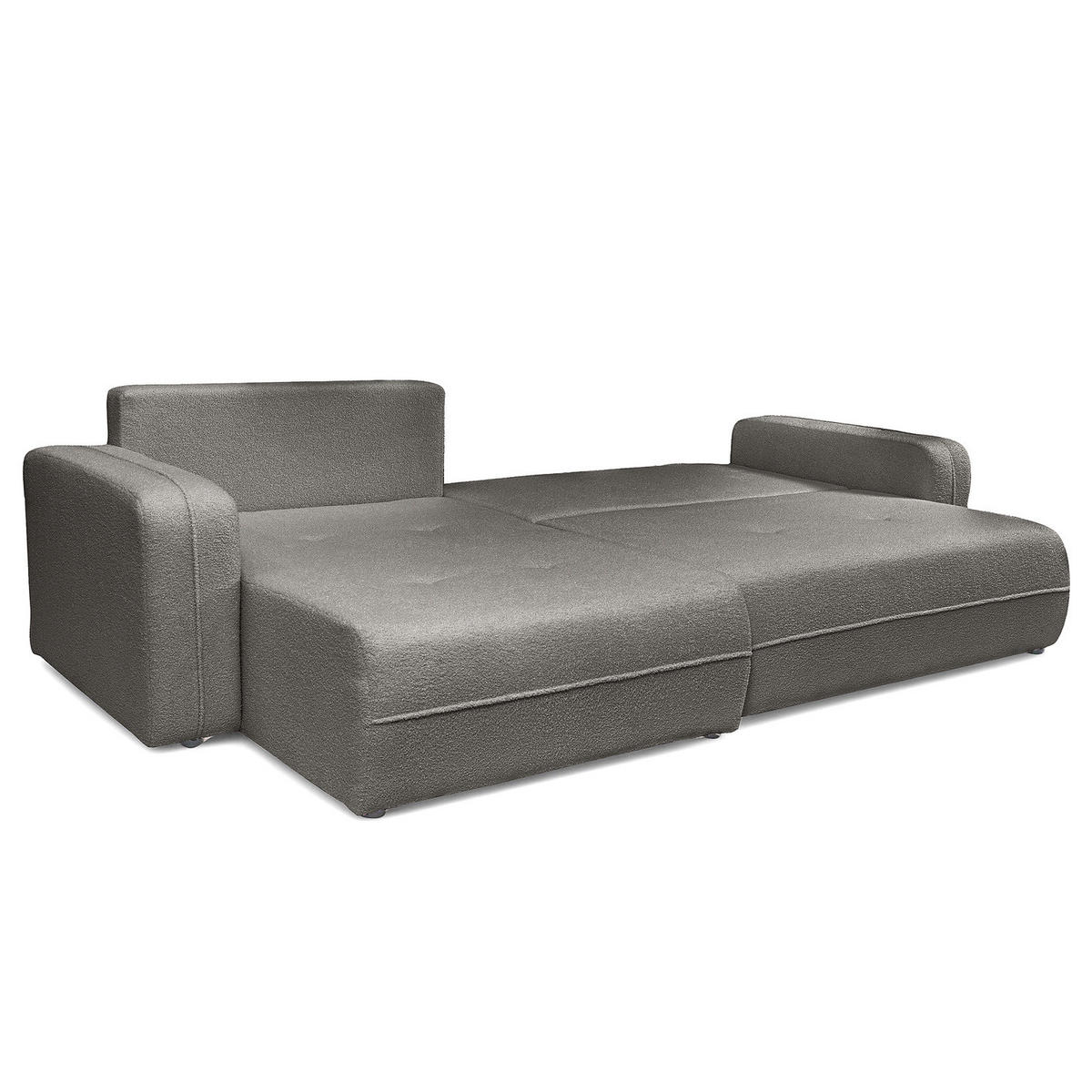 ECKSOFA mit Schlaffunktion - 272 cm - Dunkelgrau/Schwarz, Kunststoff/Textil (272/145cm) - home24